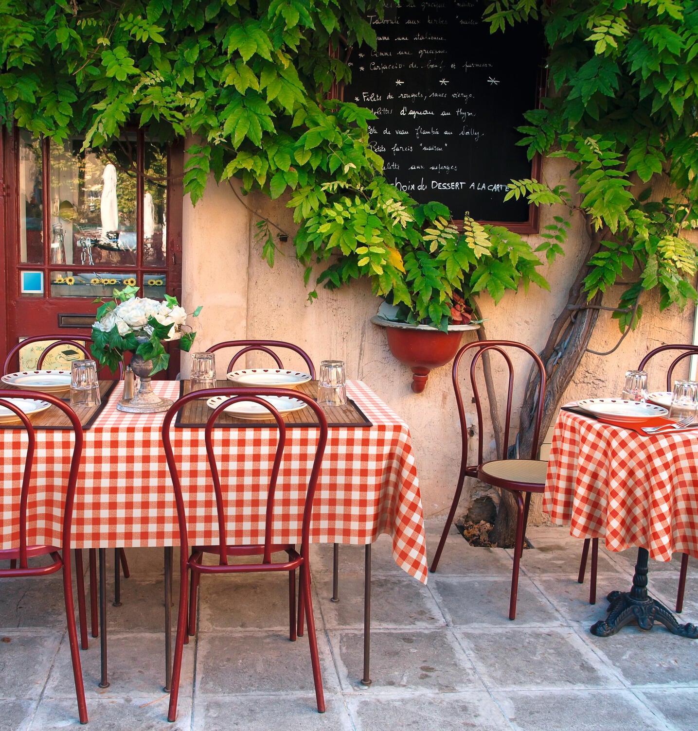 Tovaglia Quadretti bianco/rosso Ø 150 cm - 2