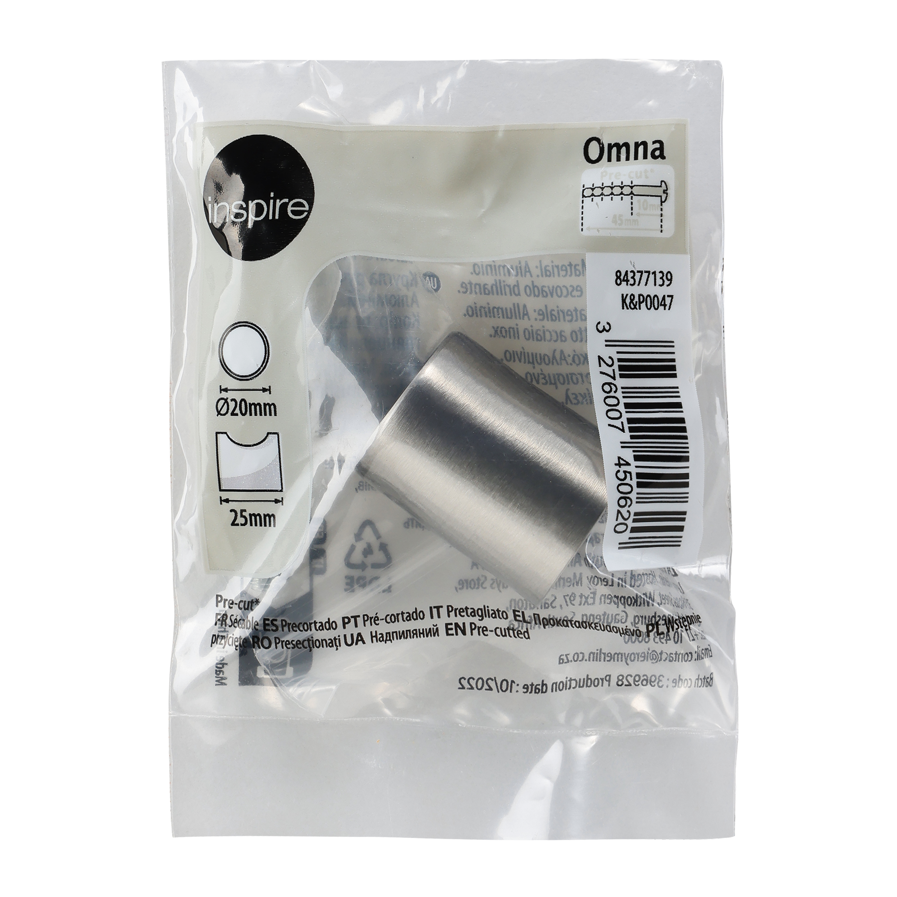 Puxador para móvel alumínio escovado prateado 19,5 mm Inspire Omna - 6