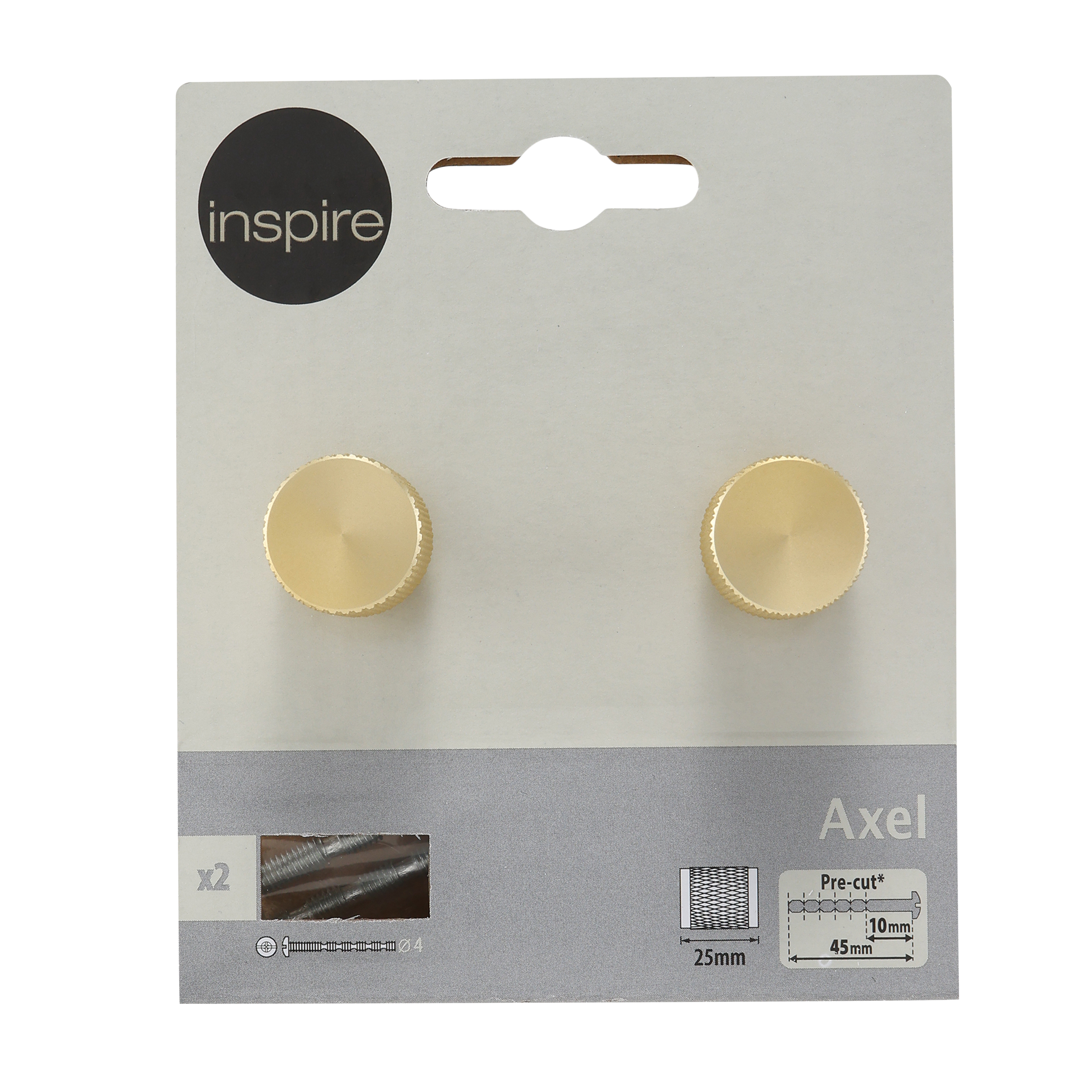 2 Puxadores para móvel alumínio escovado com textura dourado 18 mm Inspire Axel - 7