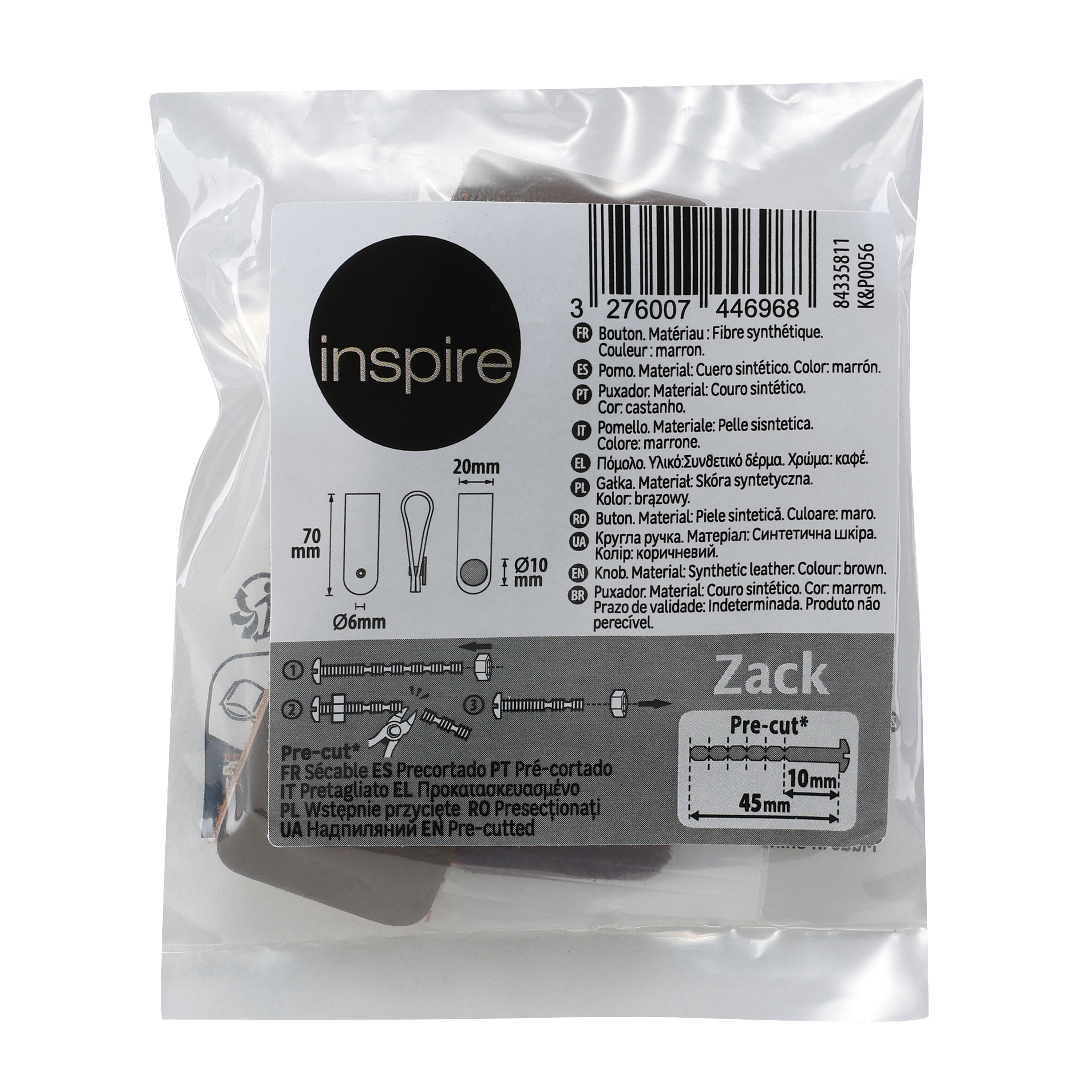 Uchwyt meblowy Zack ciemny brąz skórzany Inspire - 8