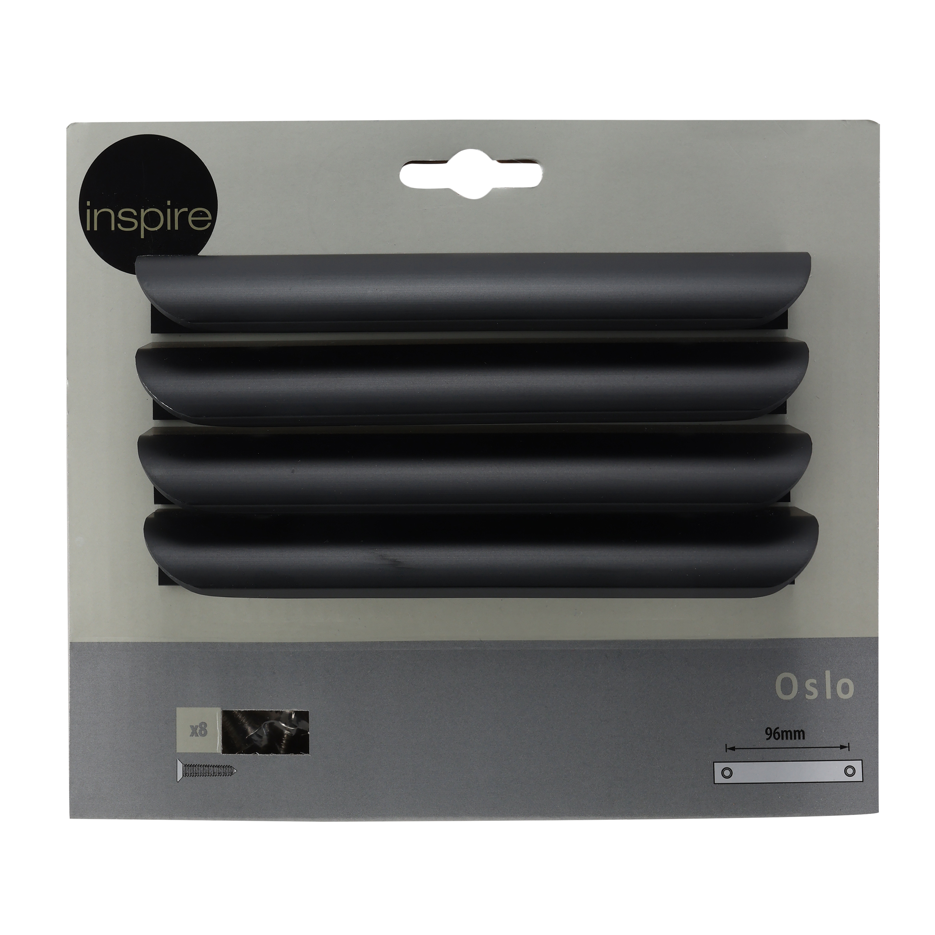 4 Puxadores para móvel asa alumínio preto 96 mm Inspire Oslo - 8