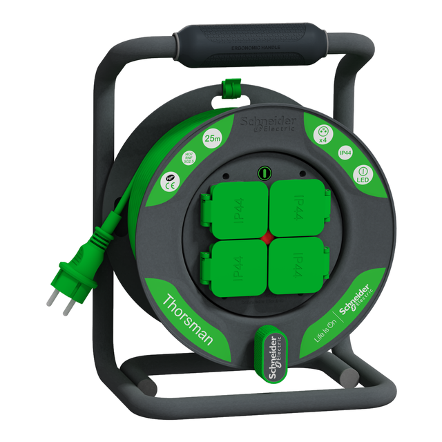 Enrouleur de câble électrique 25m - H07RNF - 3G 2,5mm², SCHNEIDER ELECTRIC
