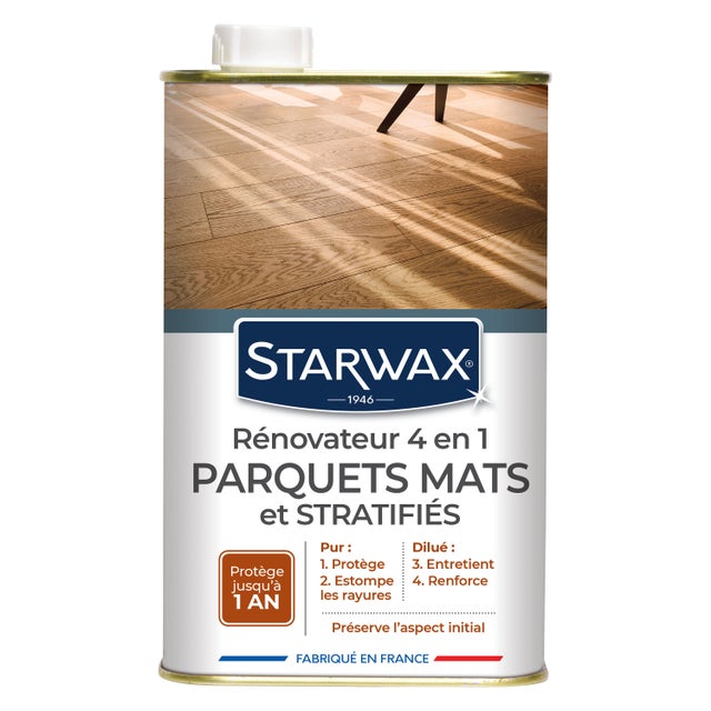 Rénovateur bois STARWAX 4 en 1, parquets mats et stratifiés, 0.9L