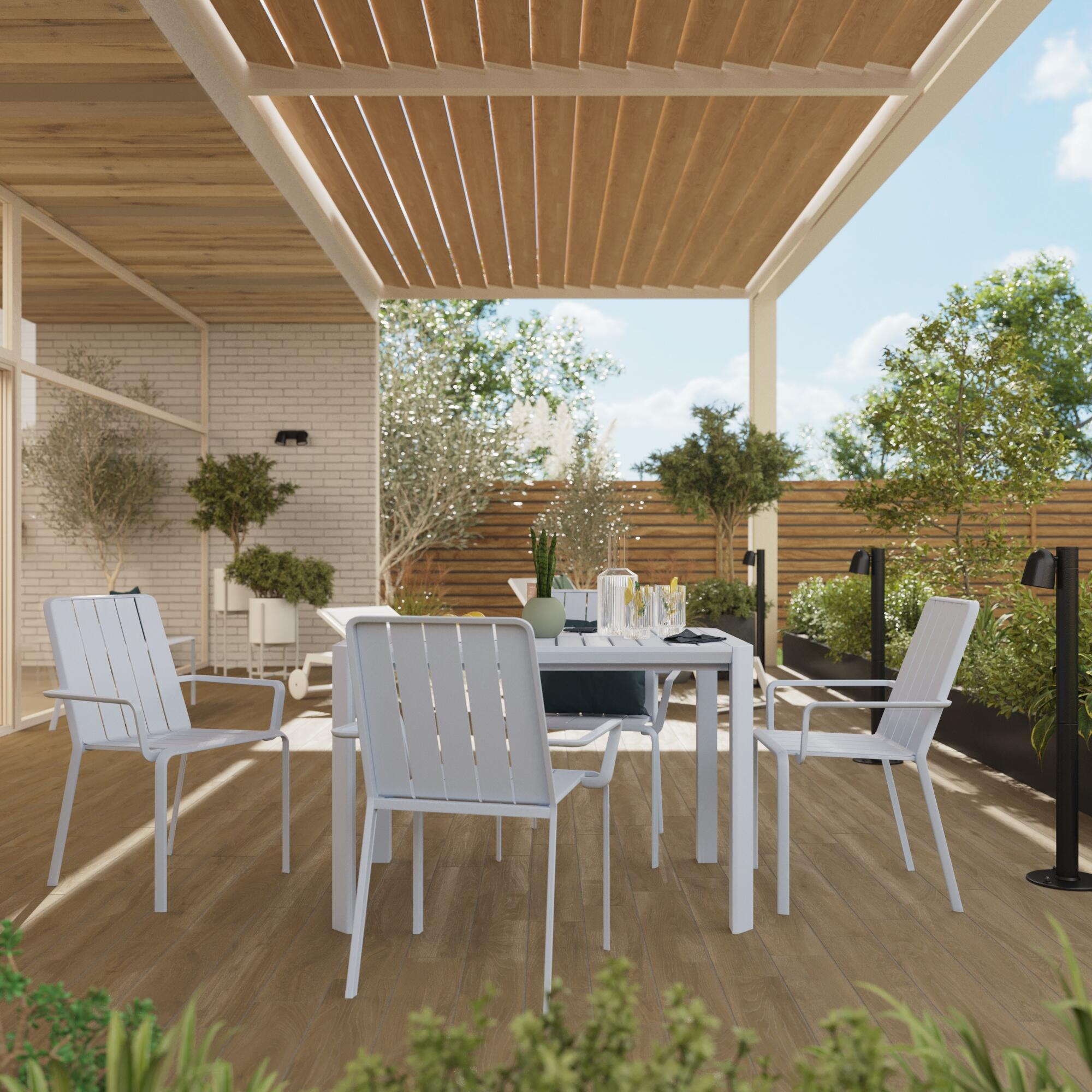 Sedia da giardino con braccioli Idaho NATERIAL, struttura e seduta in alluminio grigio - 3