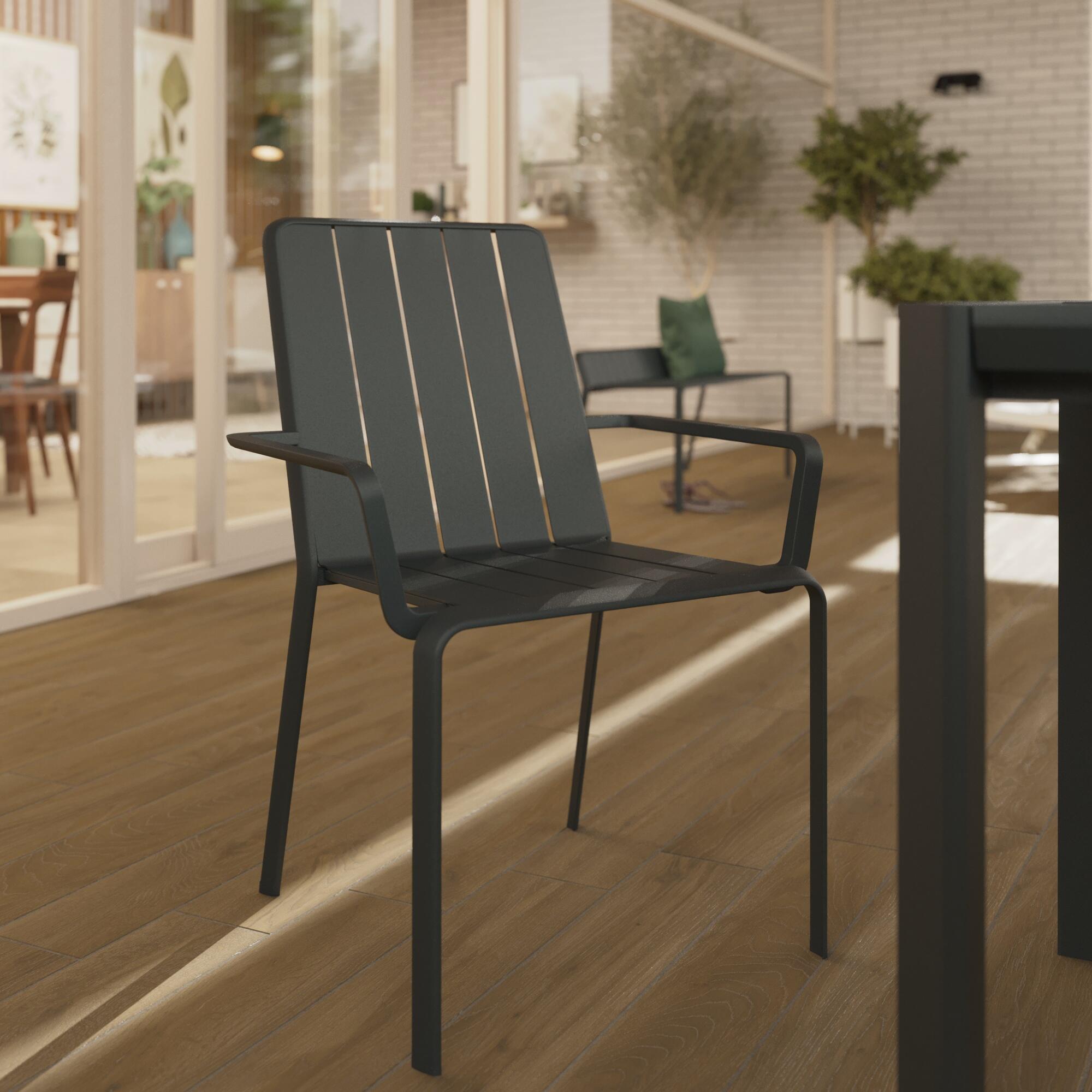 Sedia da giardino con braccioli Idaho NATERIAL, struttura in alluminio grigio, seduta in alluminio antracite - 5