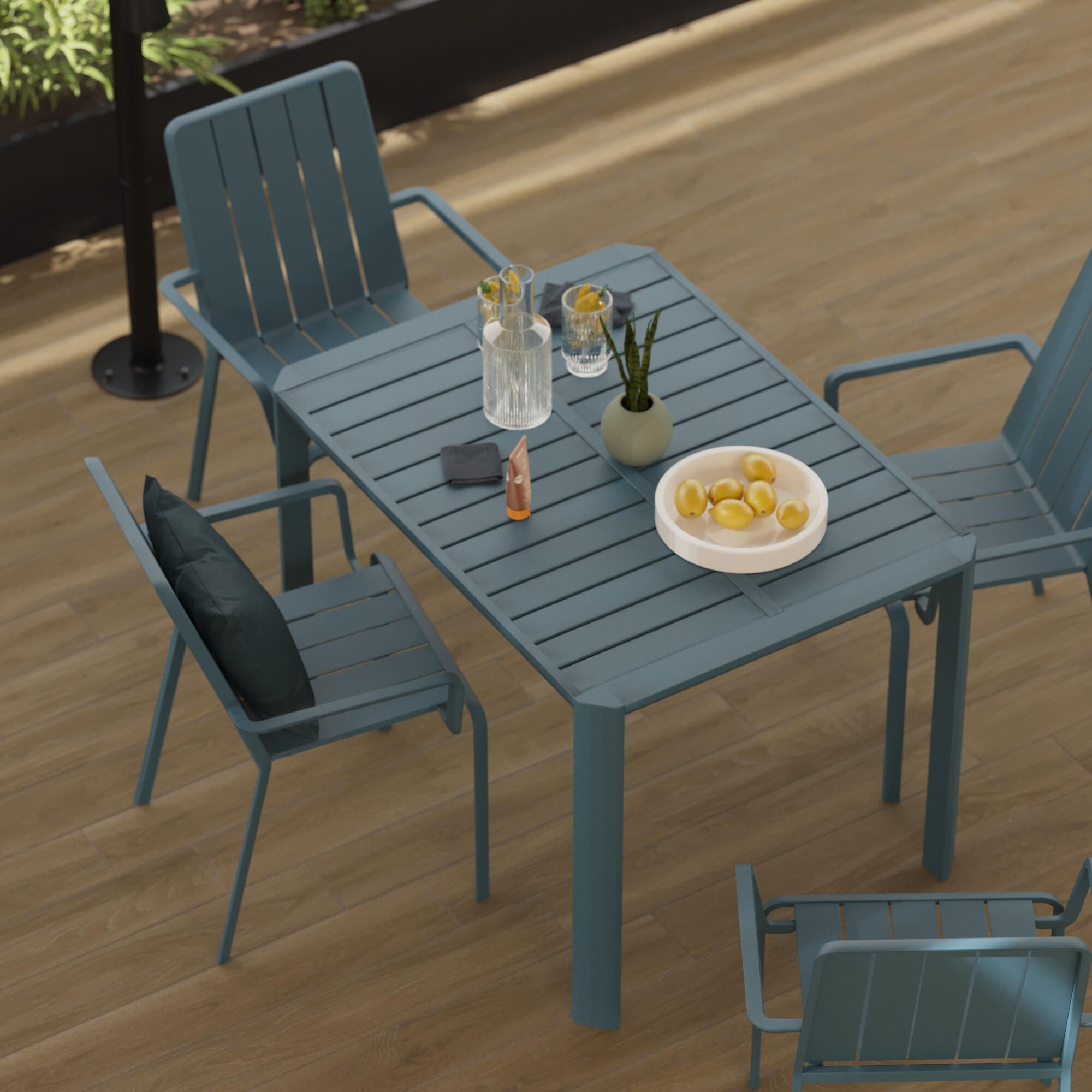 Sedia da giardino con braccioli Idaho NATERIAL, struttura e seduta in alluminio blu - 4