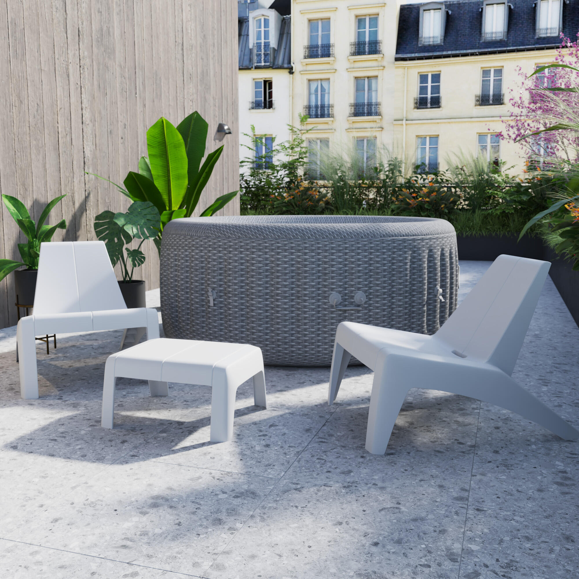 Sedia da giardino Halios NATERIAL, struttura e seduta in polipropilene bianco - 2