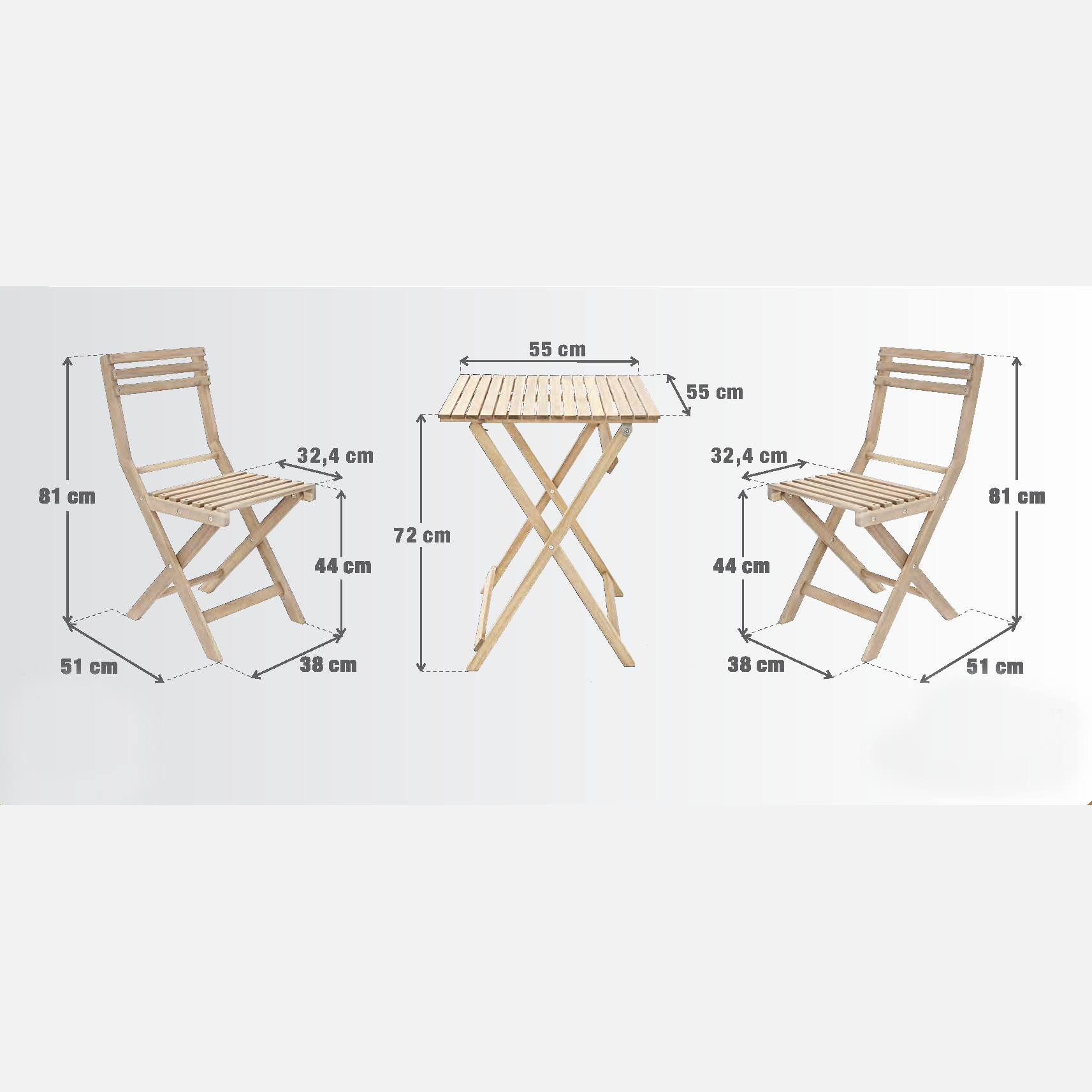 Set tavolo e sedie Solis NATERIAL in acacia beige per 2 persone - 26