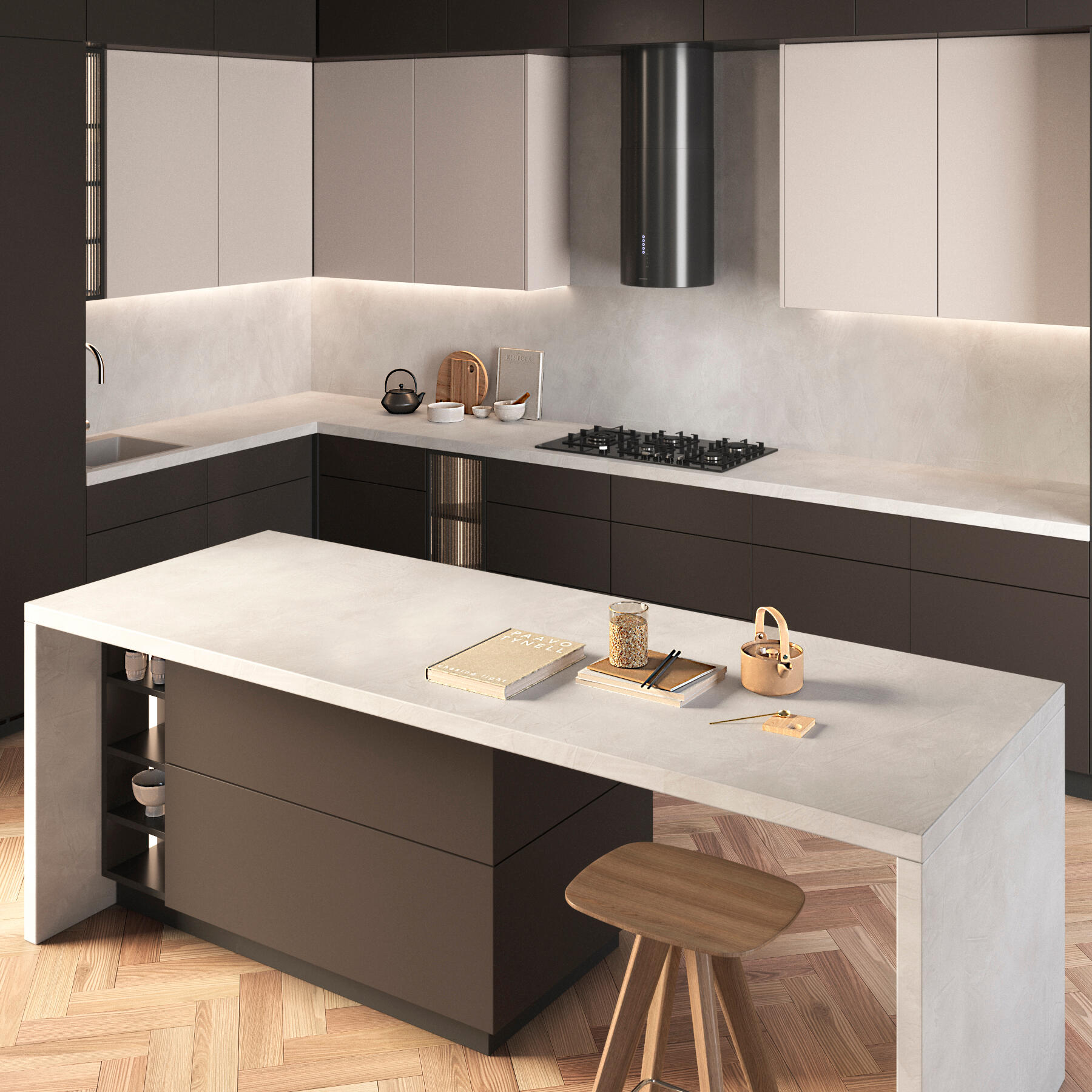 Plan de travail stratifié Béton Marqué Clair L.315 x P.65 cm, Ep.38 mm - 2