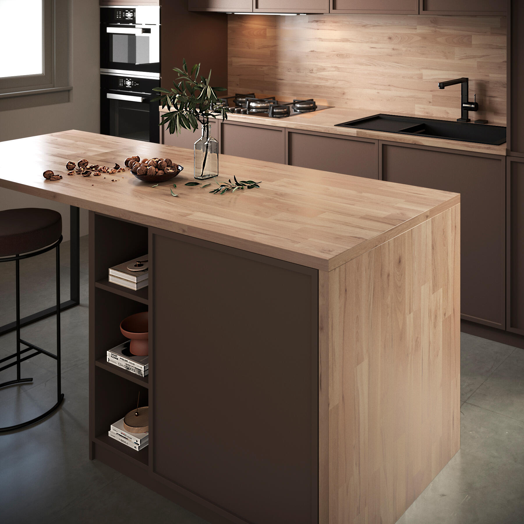 Crédence réversible Chêne Black Knots/Hêtre Rustique L.300xH.64 cmxEp.0.9mm - 2