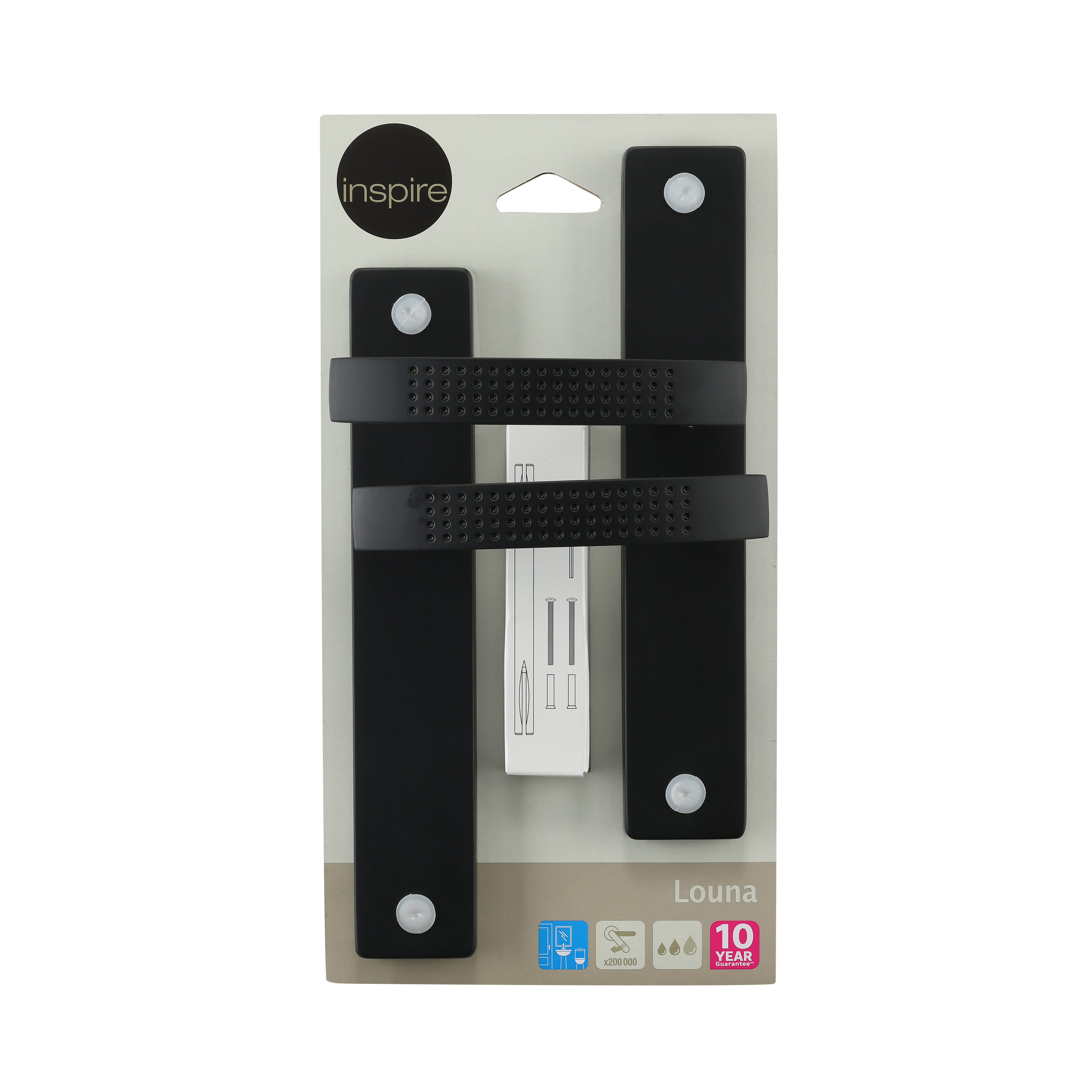 2 poignées sur plaque sans trou Louna aluminium noir mat, entraxe 195 mm - 6