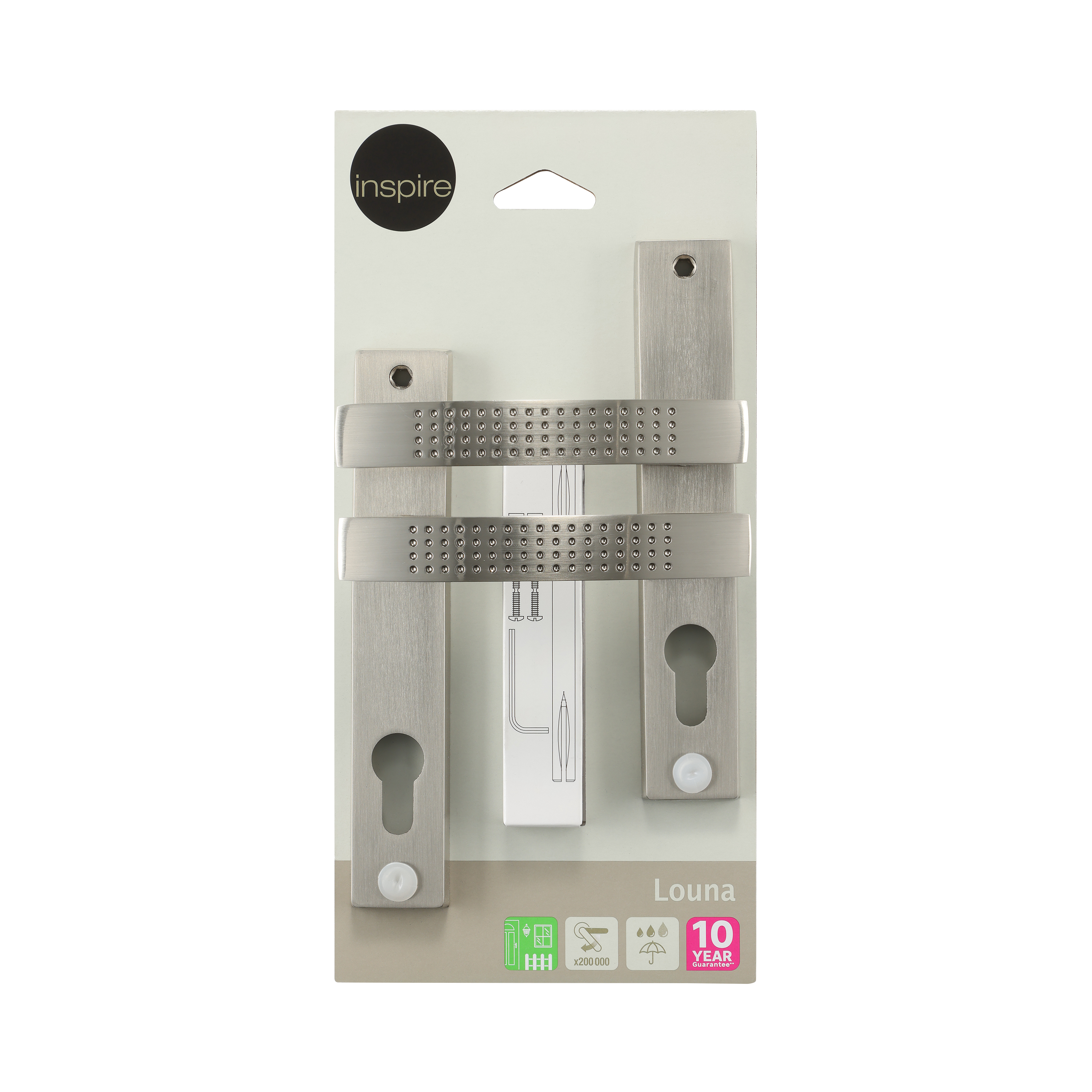 2 poignées porte entrée sur plaque cylindre Louna zamak brillant, entraxe 165mm - 6