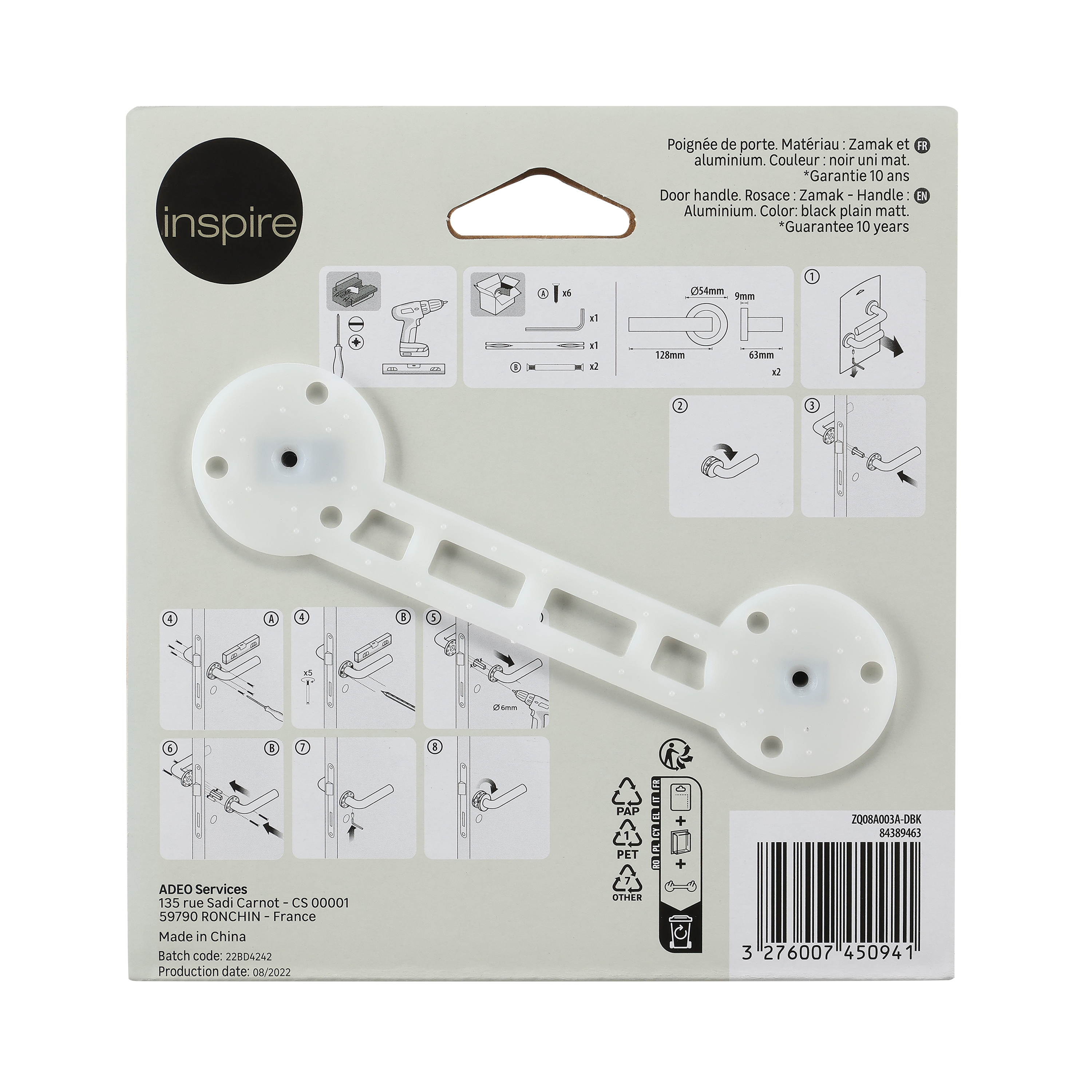2 poignées sur rosace INSPIRE Eina noir mat A1 - 8