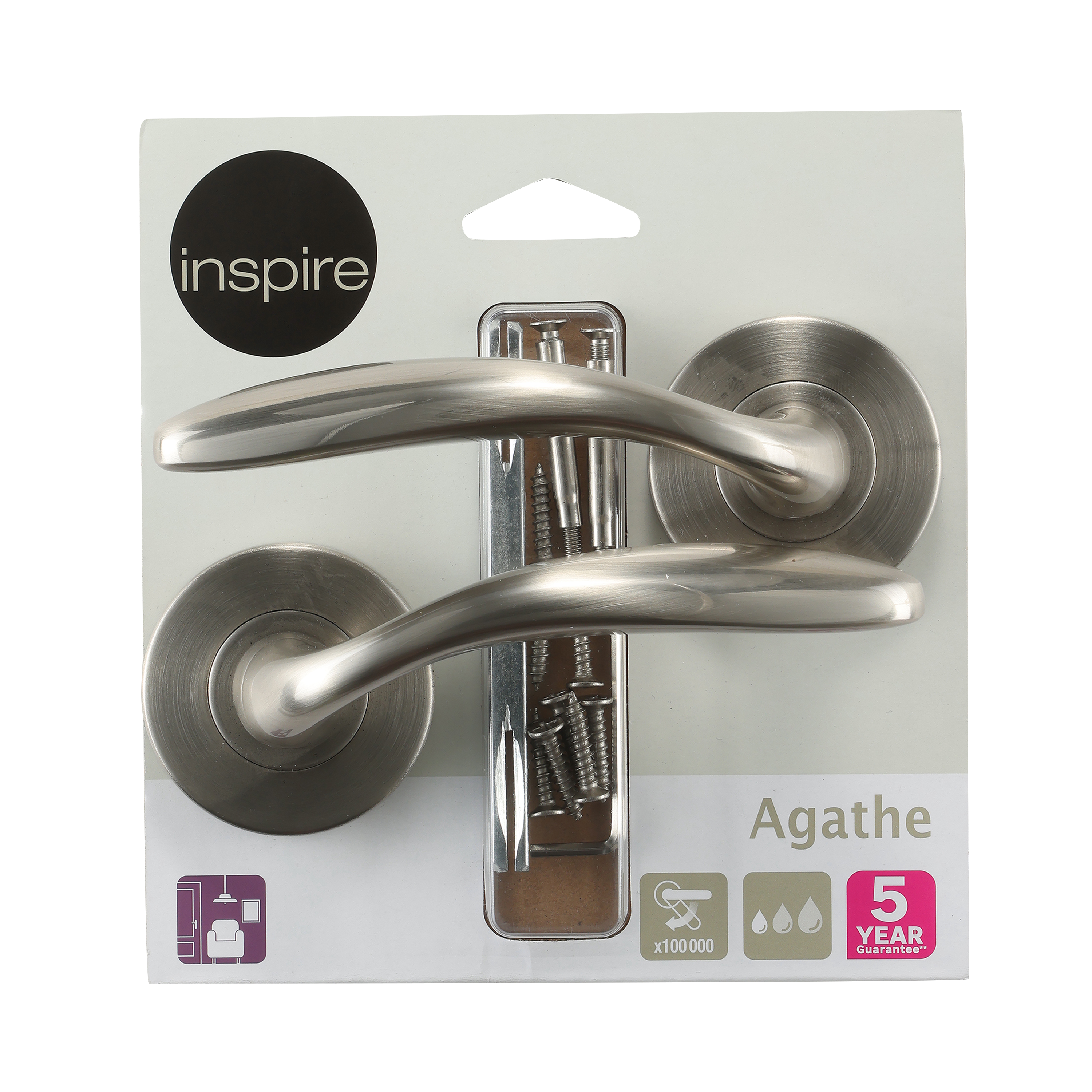 2 poignées sur rosace INSPIRE Agathe aluminium nickel brillant A2 - 7