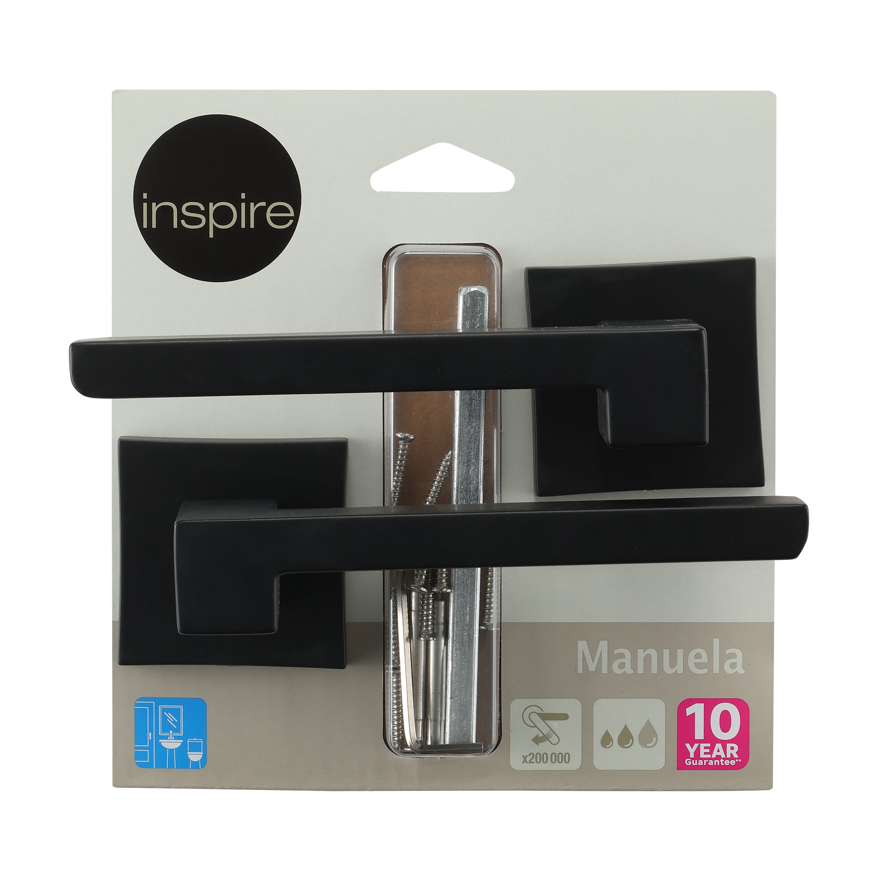 2 poignées sur rosace carrées INSPIRE Manuela noir mat A7 - 5