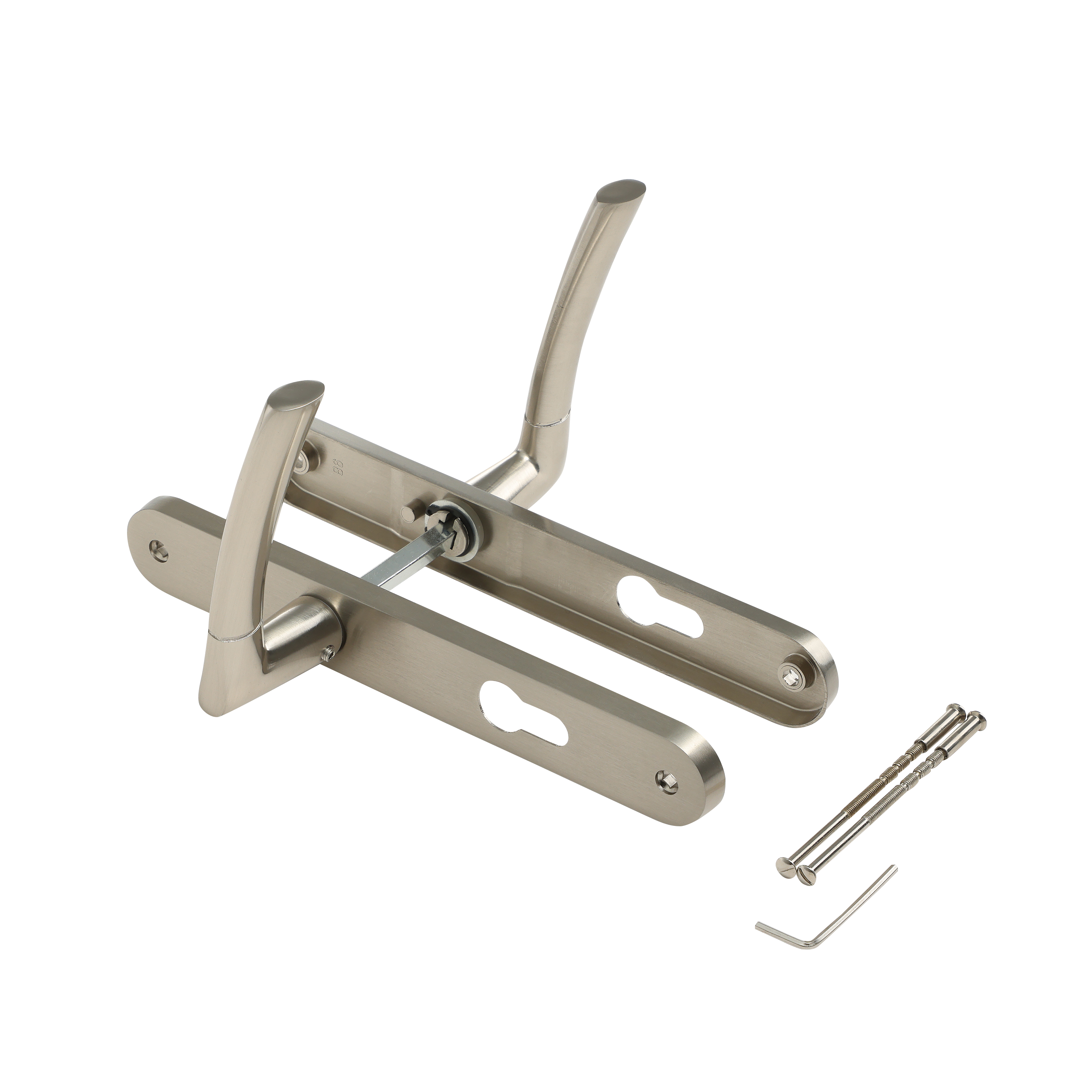 2 poignées porte entrée sur plaque cylindre Eina zamak brillant, entraxe 195 mm - 6