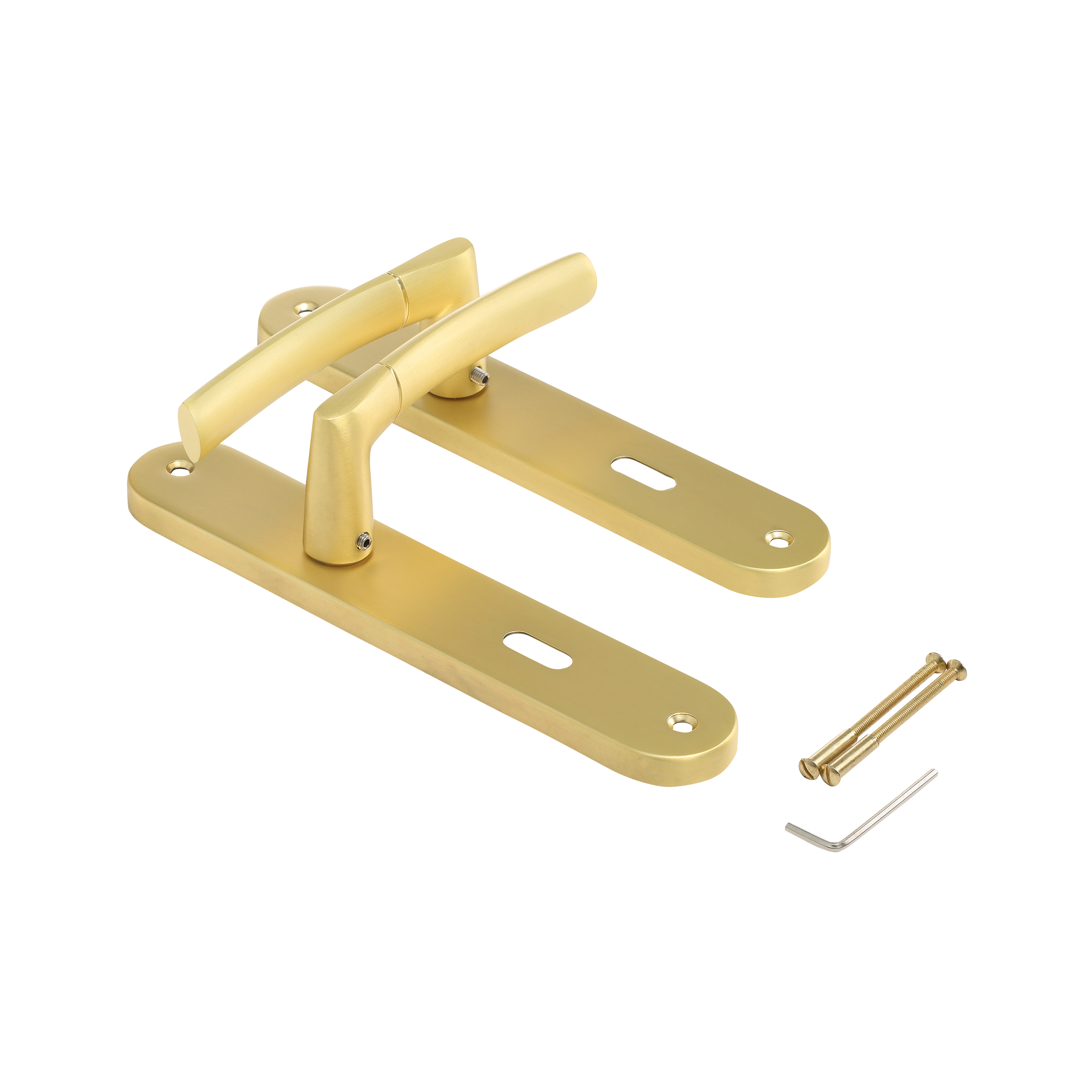 2 poignées sur plaque à clé Eina aluminium laiton brossé, entraxe 195 mm - 4