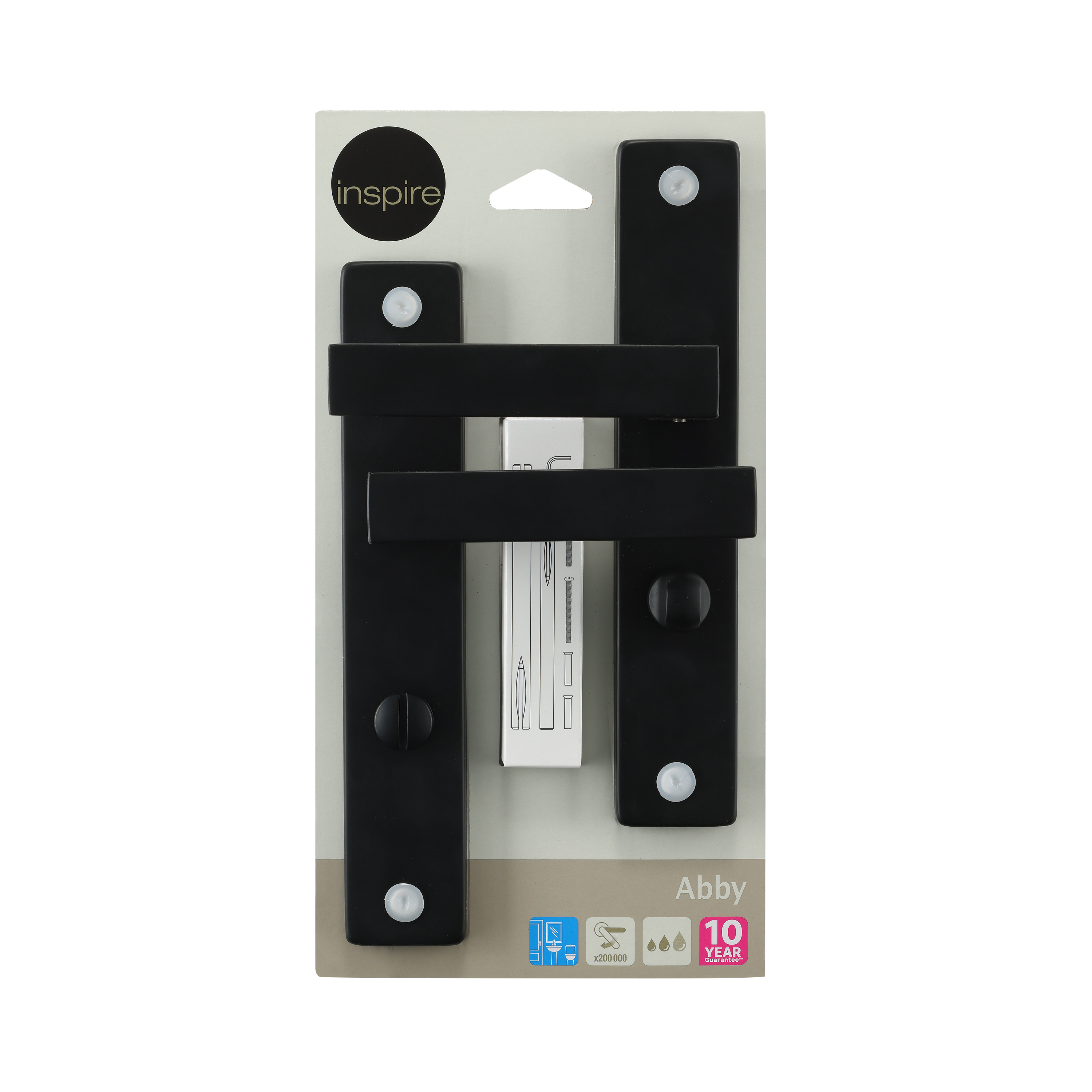 2 poignées sur plaque à condamnation Abby aluminium noir mat, entraxe 195 mm - 8