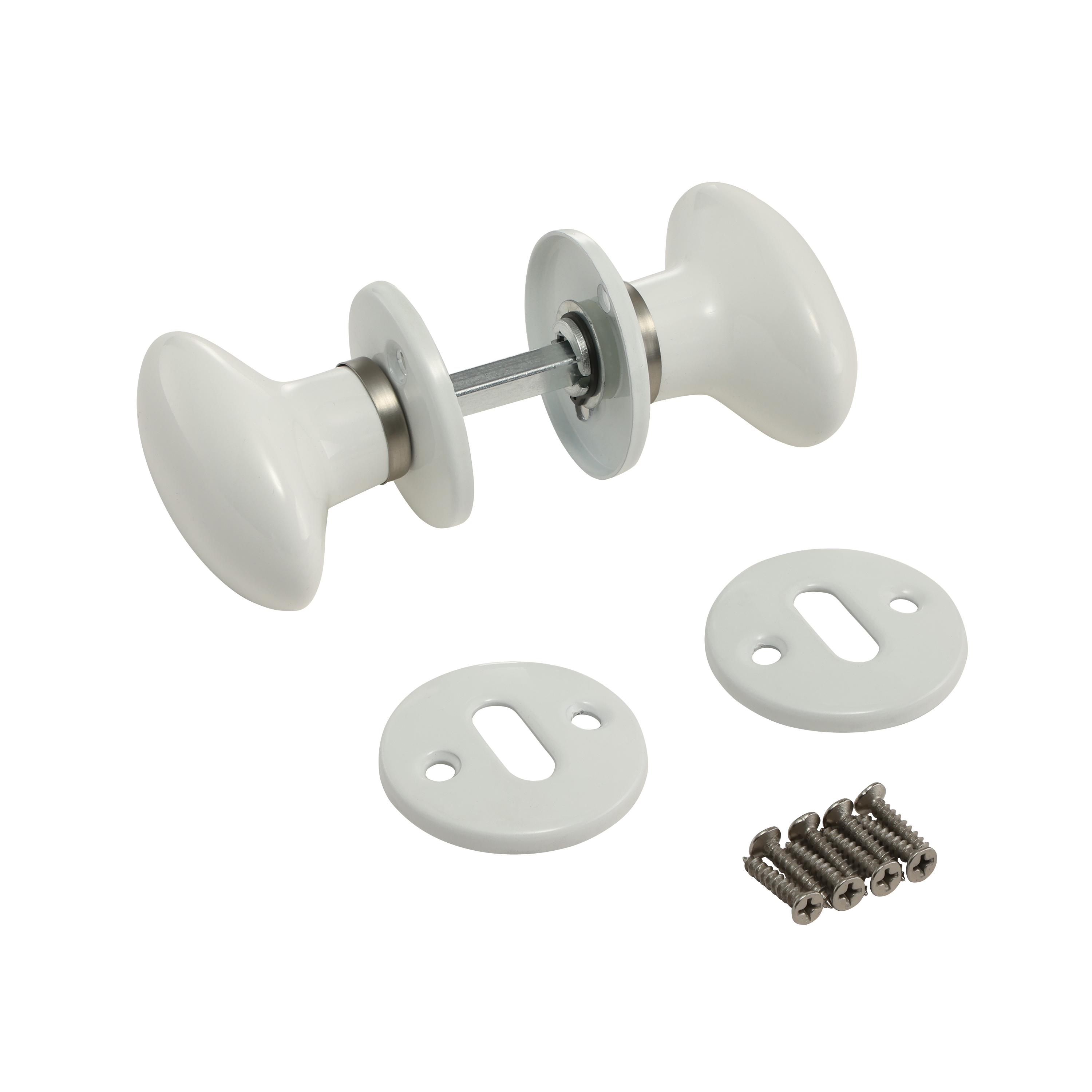 Puxador de porta com roseta porcelana branca e aço escovado mate Inspire Gilda - 2