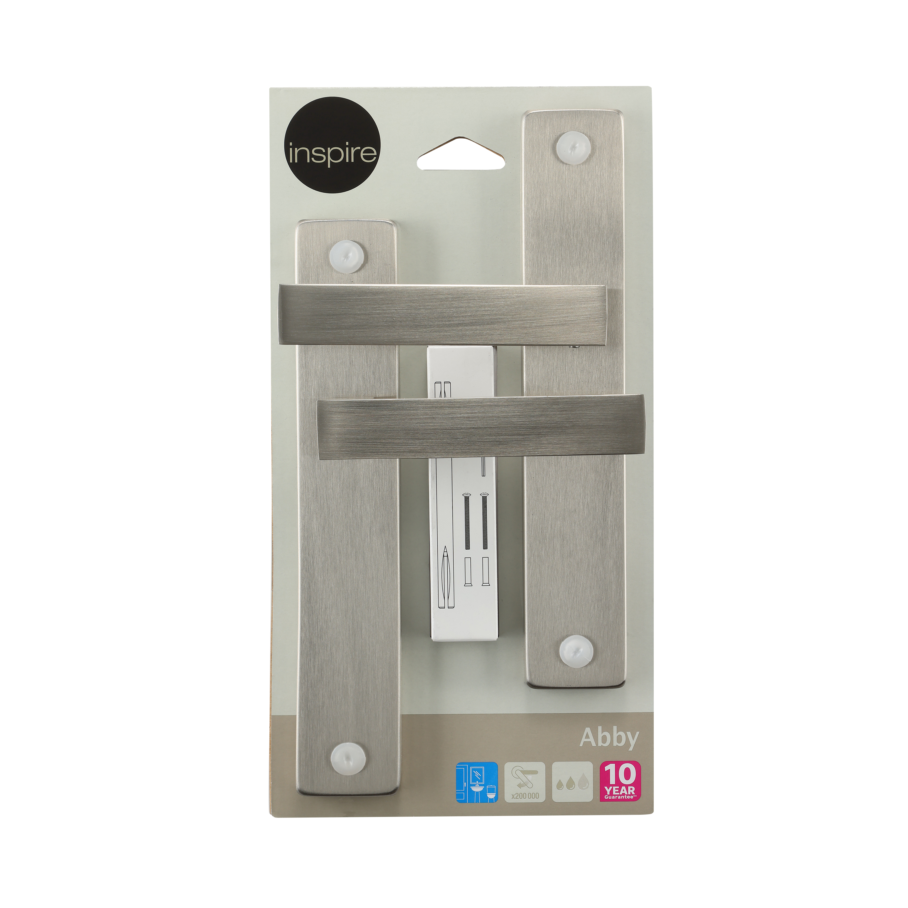 2 poignées sur plaque sans trou Abby aluminium nickel brillant, entraxe 195 mm - 7