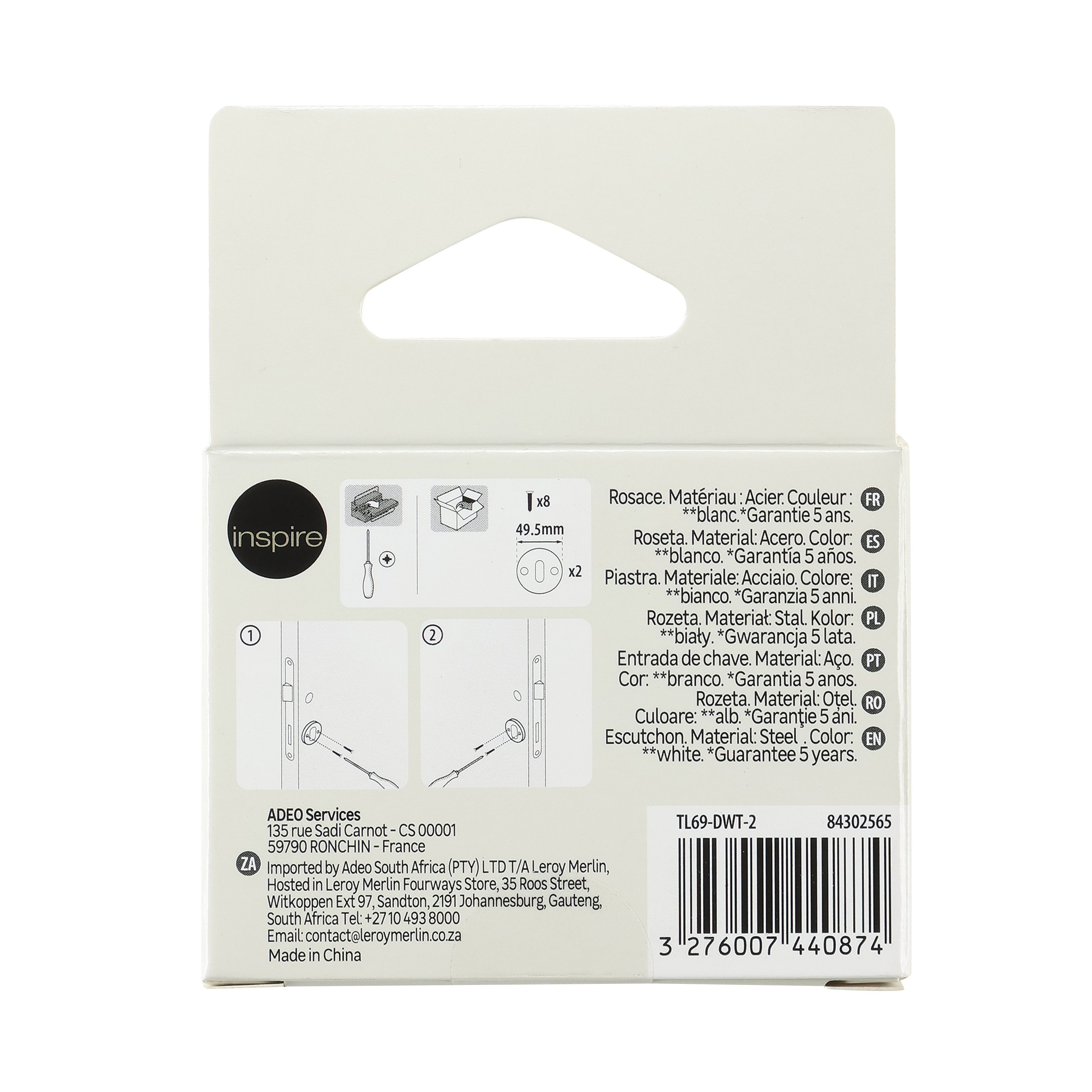 2 rosaces de fonction INSPIRE Gilda Maya blanc entrée de clé A10 - 9