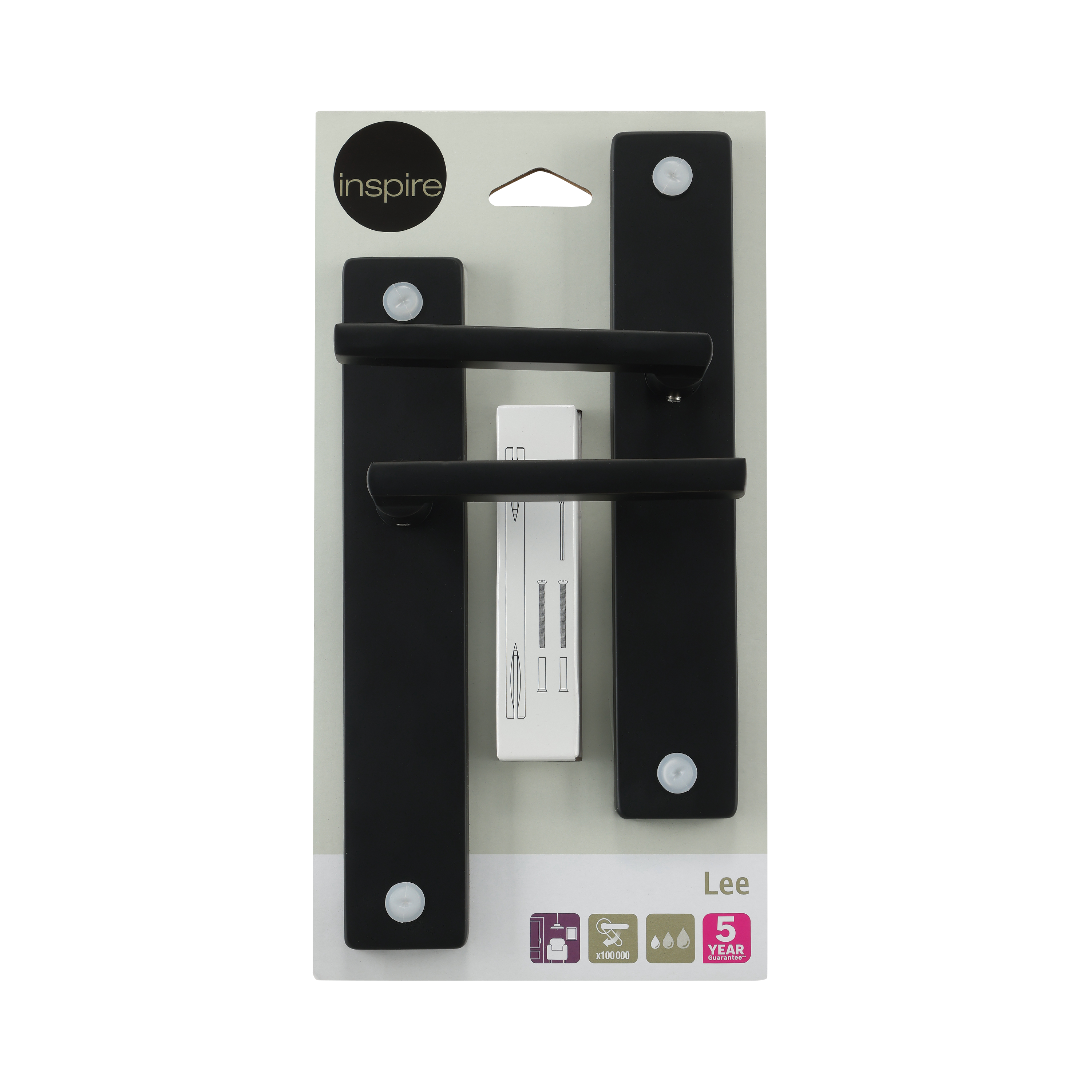 2 poignées sur plaque sans trou Lee aluminium noir mat, entraxe 195 mm - 5
