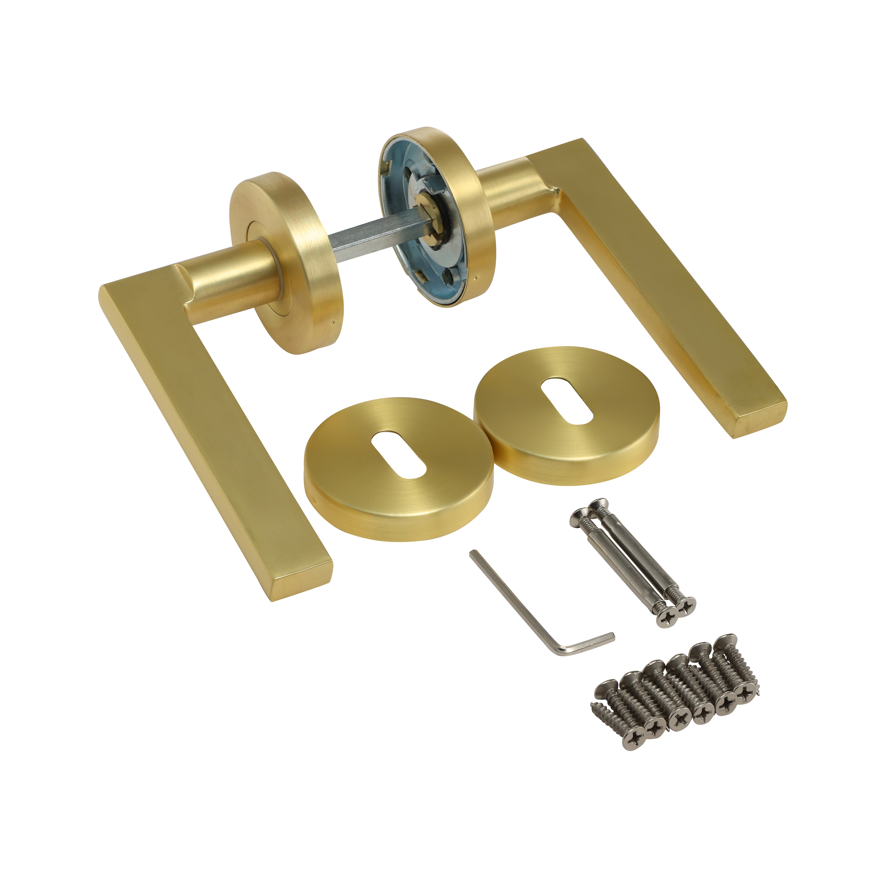 Puxador de porta roseta alumínio dourado escovado acetinado Inspire Lee - 9