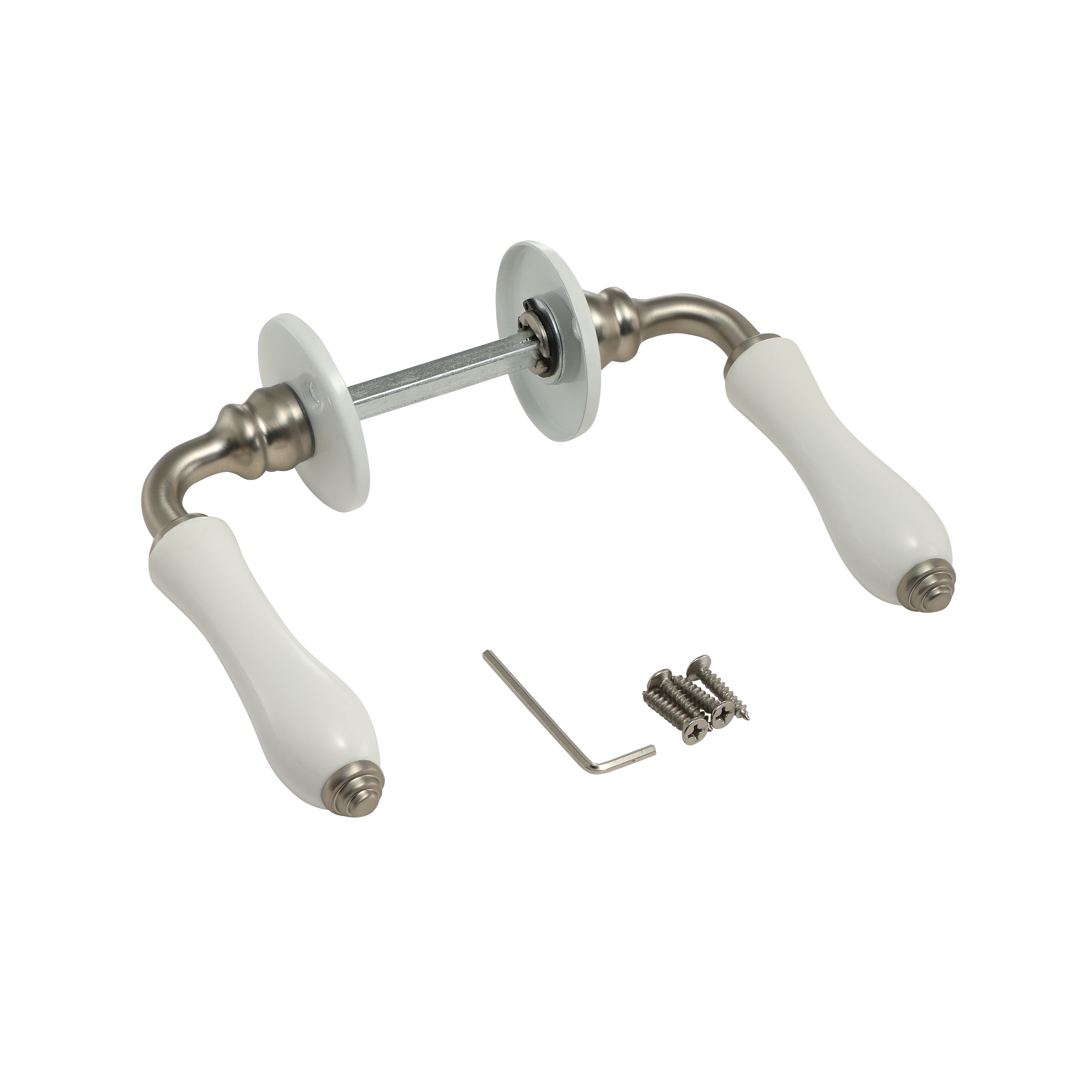 2 poignées sur rosace INSPIRE Maya porcelaine blanc et nickel A10 - 6