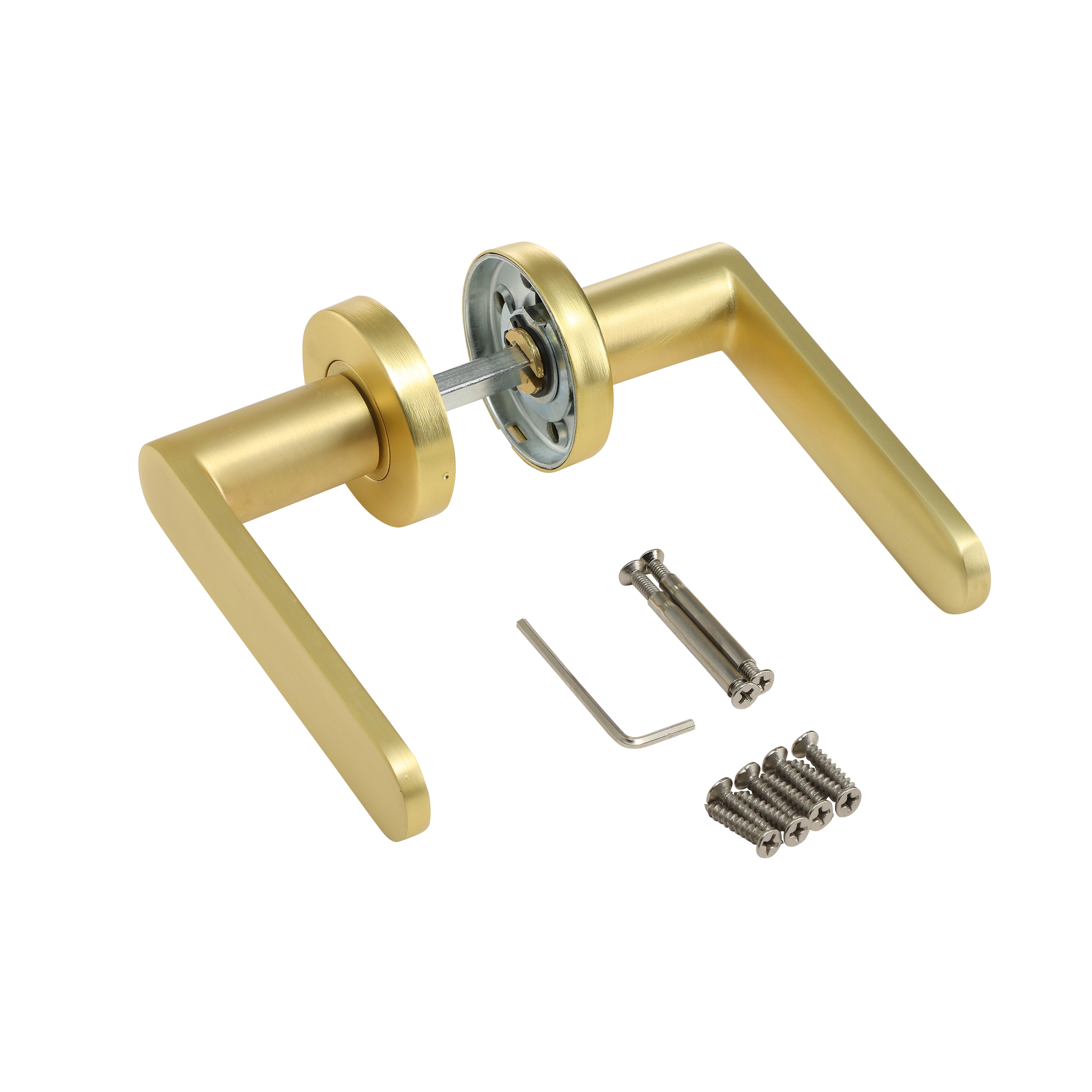 2 poignées sur rosace INSPIRE Java aluminium sans trou laiton brossé A3 - 8