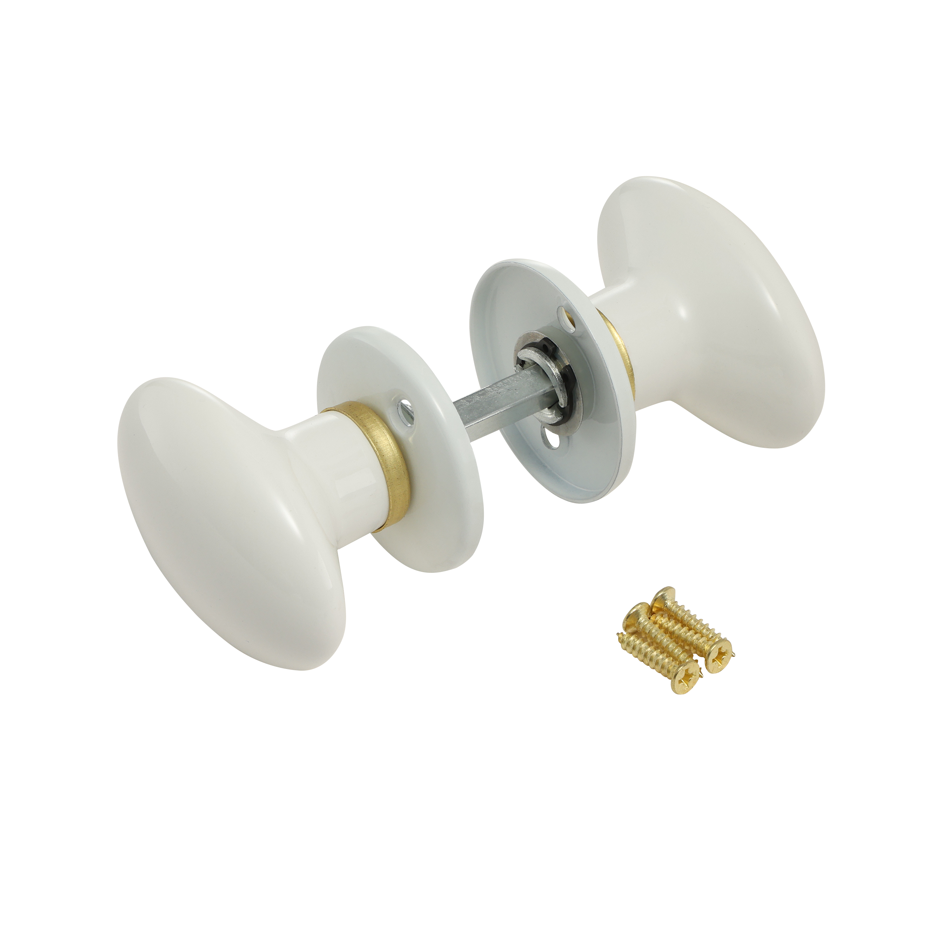 2 poignées sur rosace INSPIRE Gilda porcelaine blanc et laiton A10 - 7