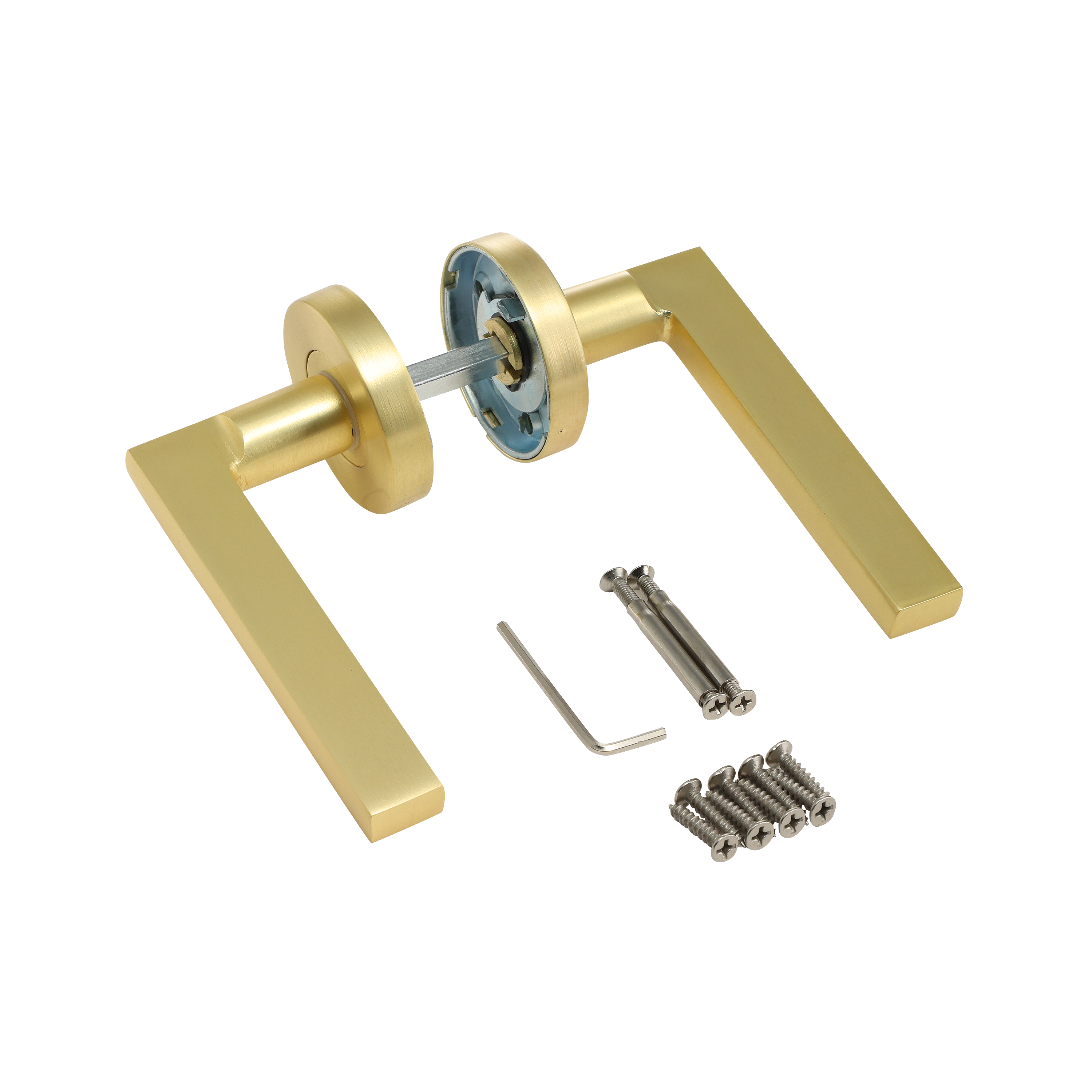 2 poignées sur rosace INSPIRE Lee aluminium laiton brossé A3 - 3