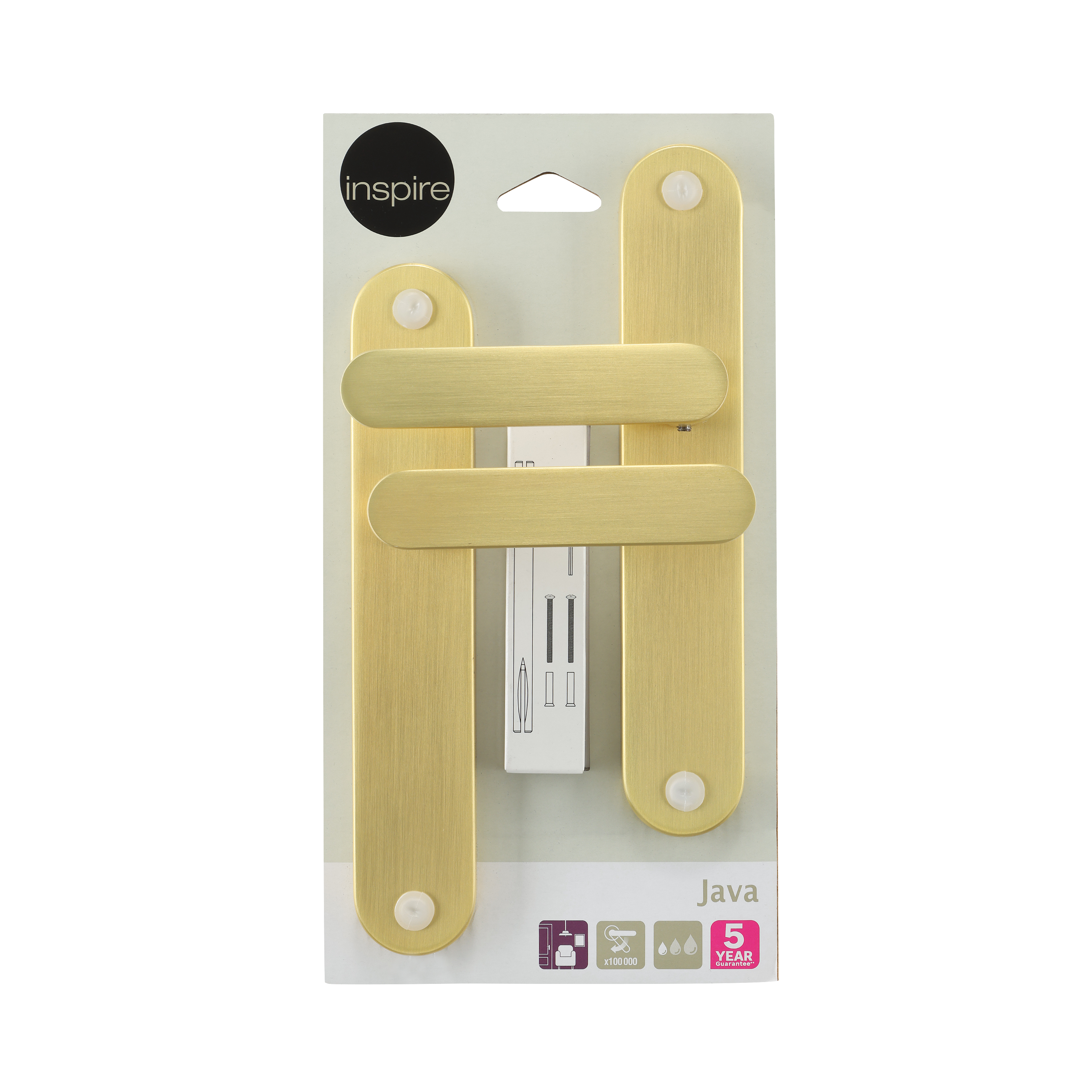 2 poignées sur plaque sans trou Java aluminium laiton mat, entraxe 195 mm - 5