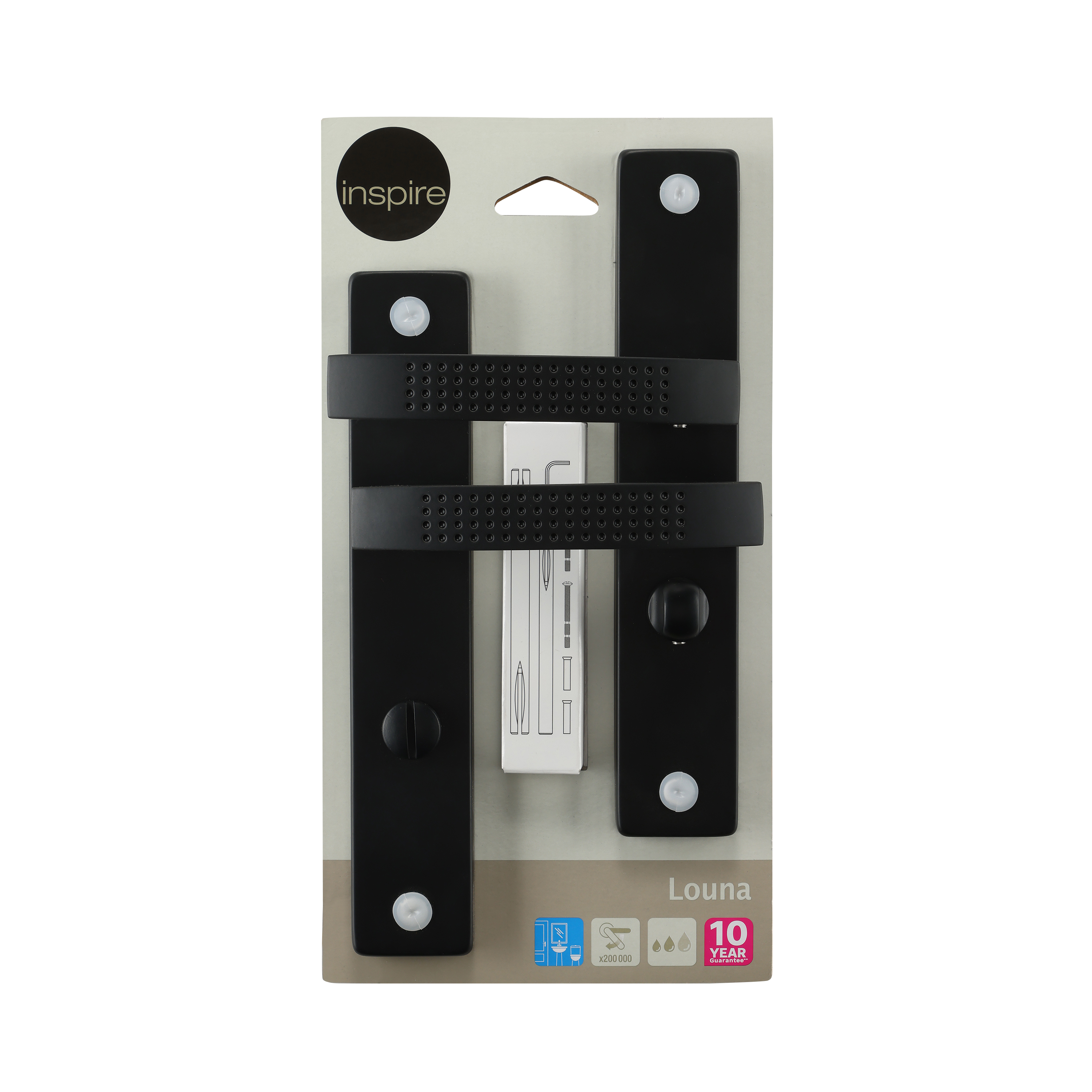 2 poignées sur plaque condamnation Louna aluminium noir mat, entraxe 195 mm - 6