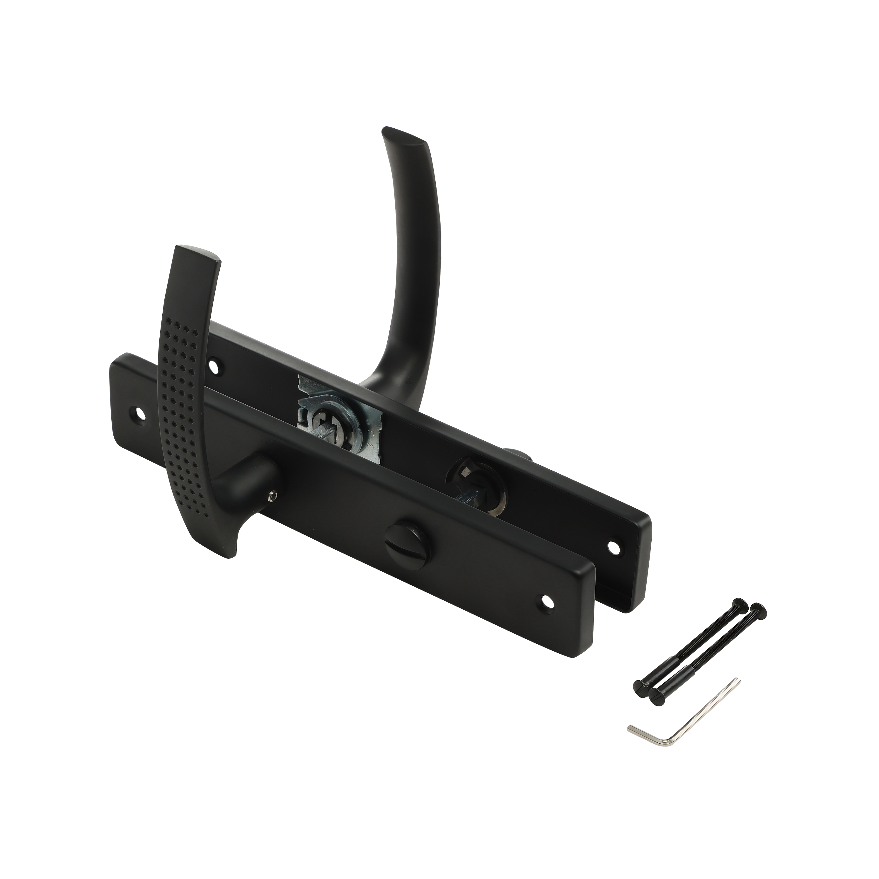 2 poignées sur plaque condamnation Louna aluminium noir mat, entraxe 195 mm - 5