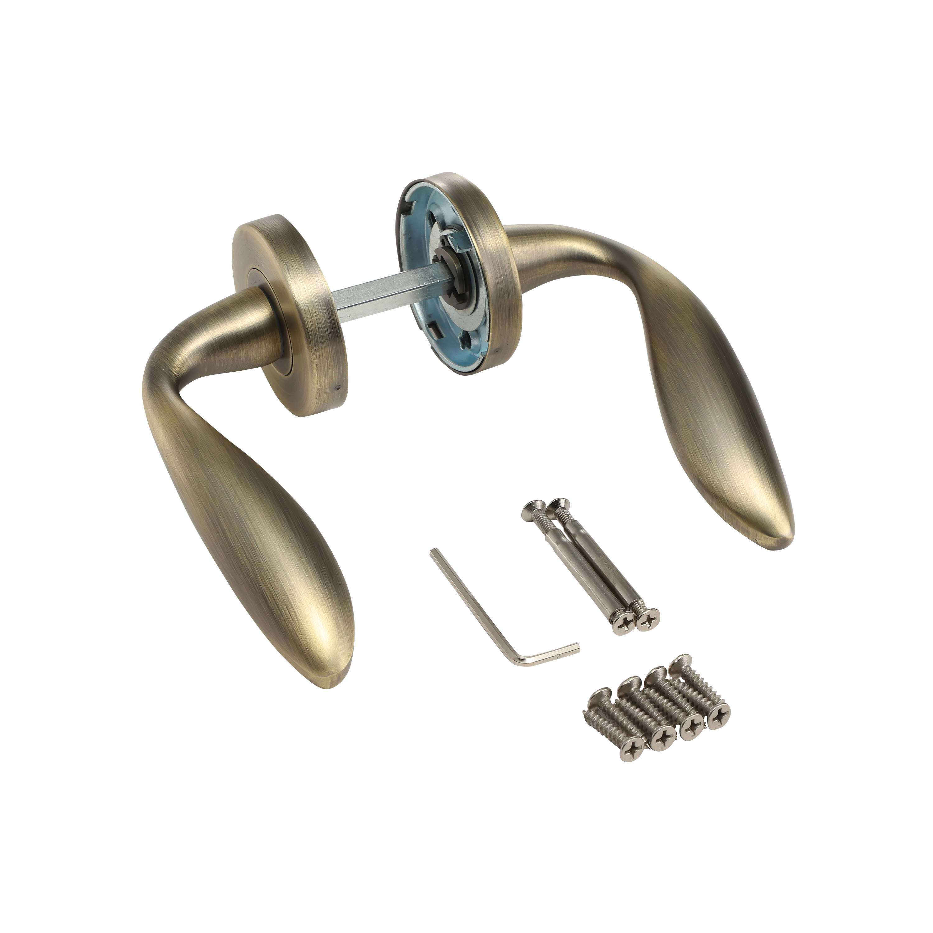 2 poignées sur rosace INSPIRE Agathe aluminium antique laiton F3 - 8