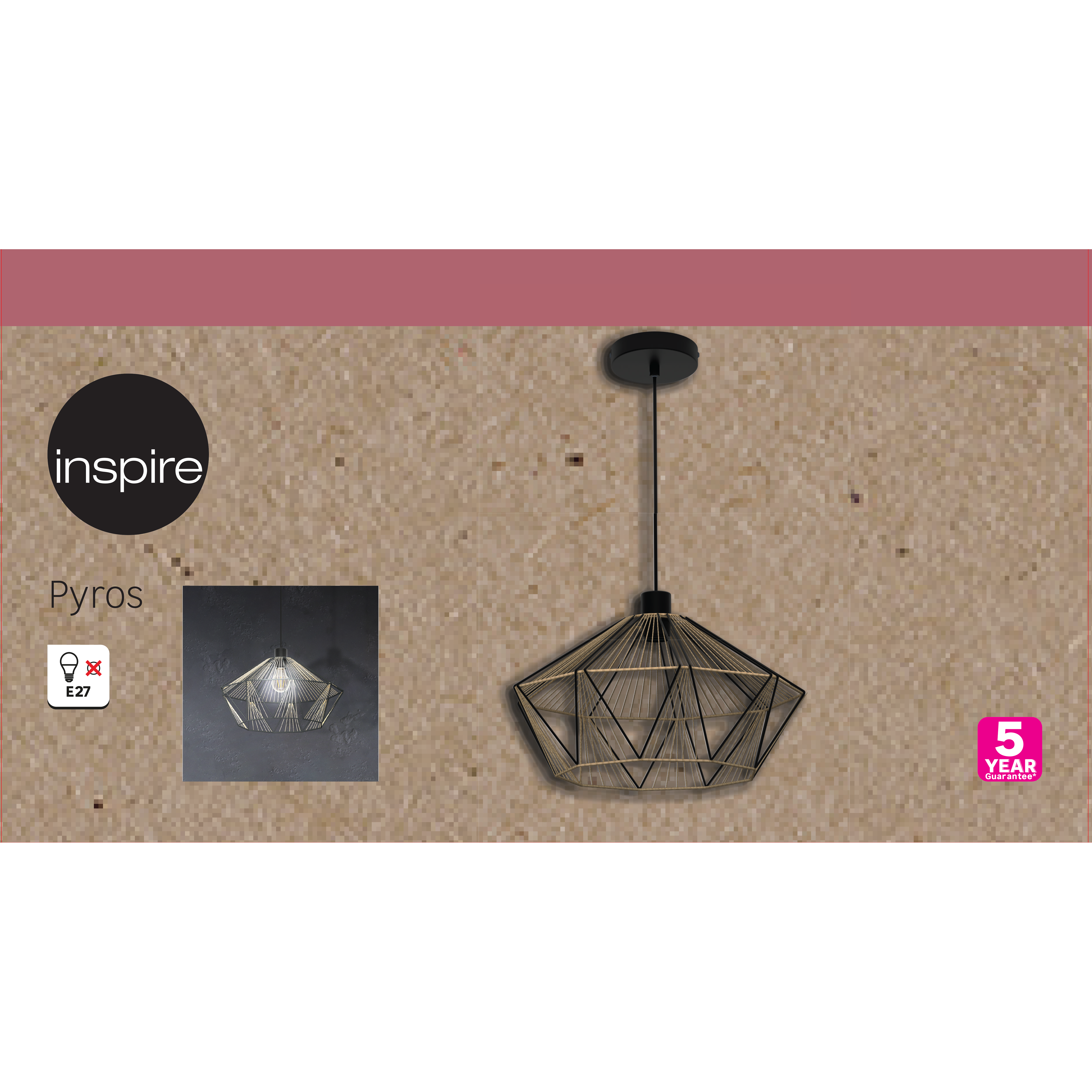 Suspension Pyros acrylique, noir, Diam.44.5 cm INSPIRE, E27 - 9