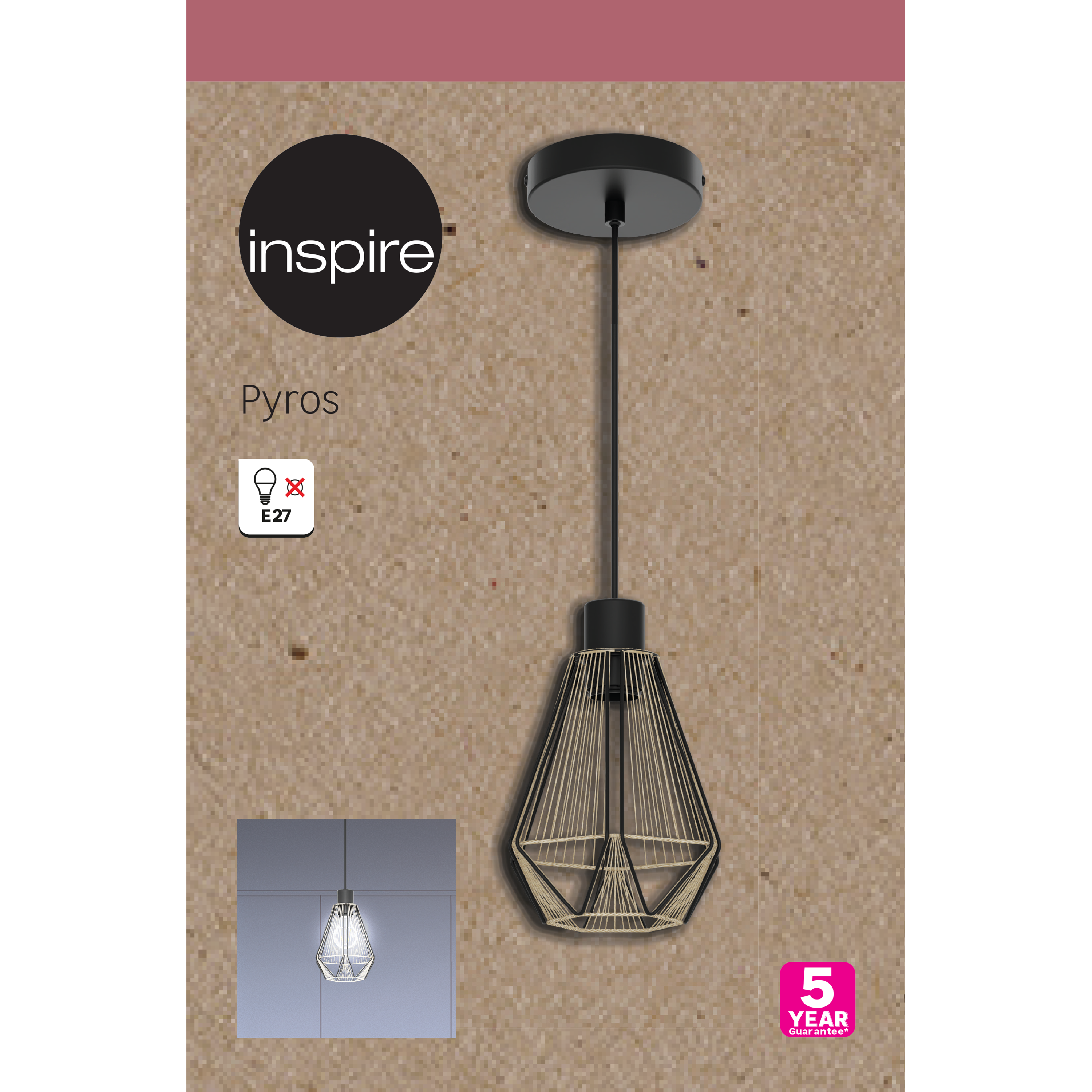 Suspension Pyros acrylique, noir, Diam.17.5 cm INSPIRE, E27 - 9