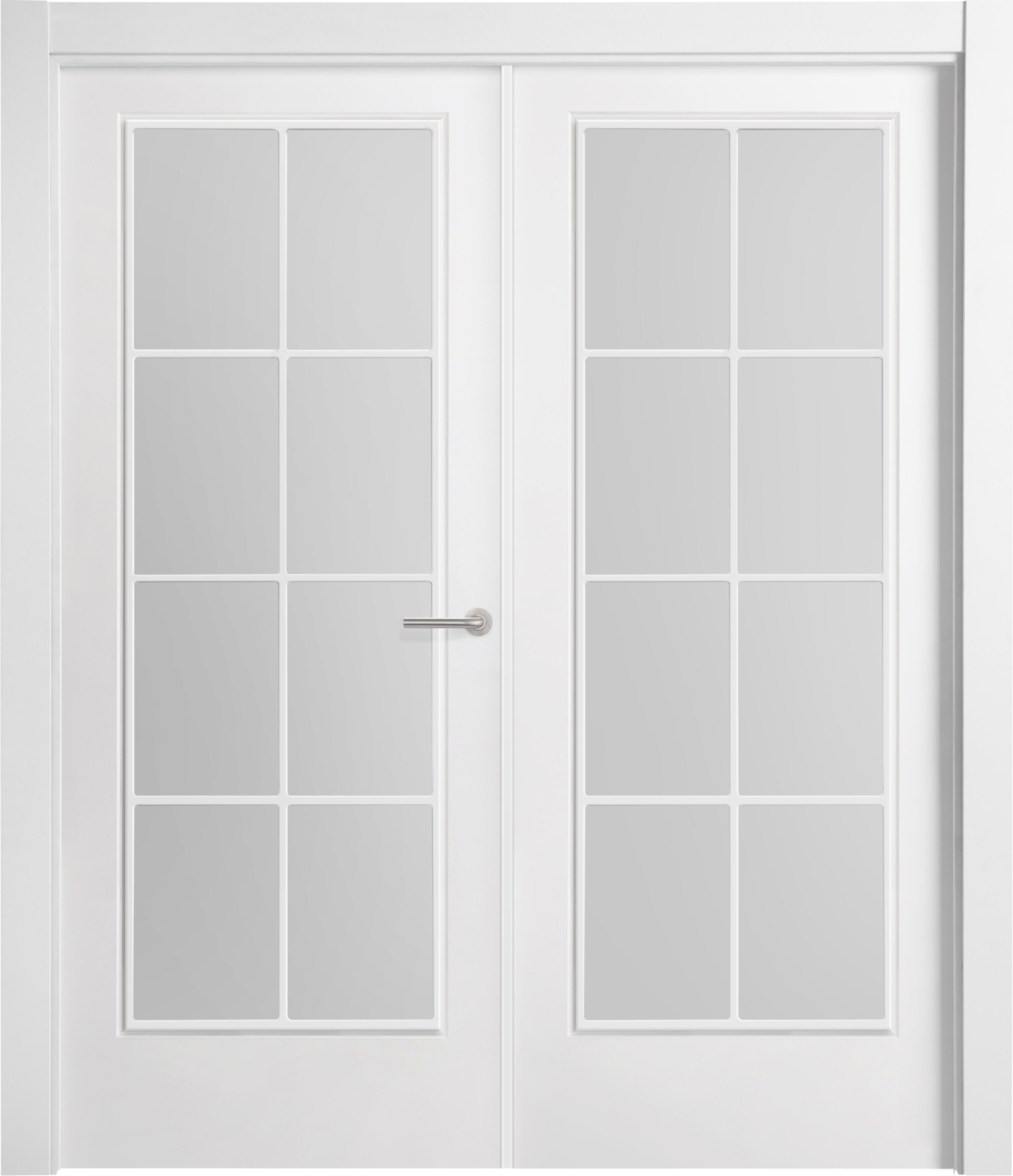 Puerta de interior abatible doble con cristal maciza lacada Line Plus Marsella blanco apertura izquierda cerco de 7x2 anchura 125cm - 3