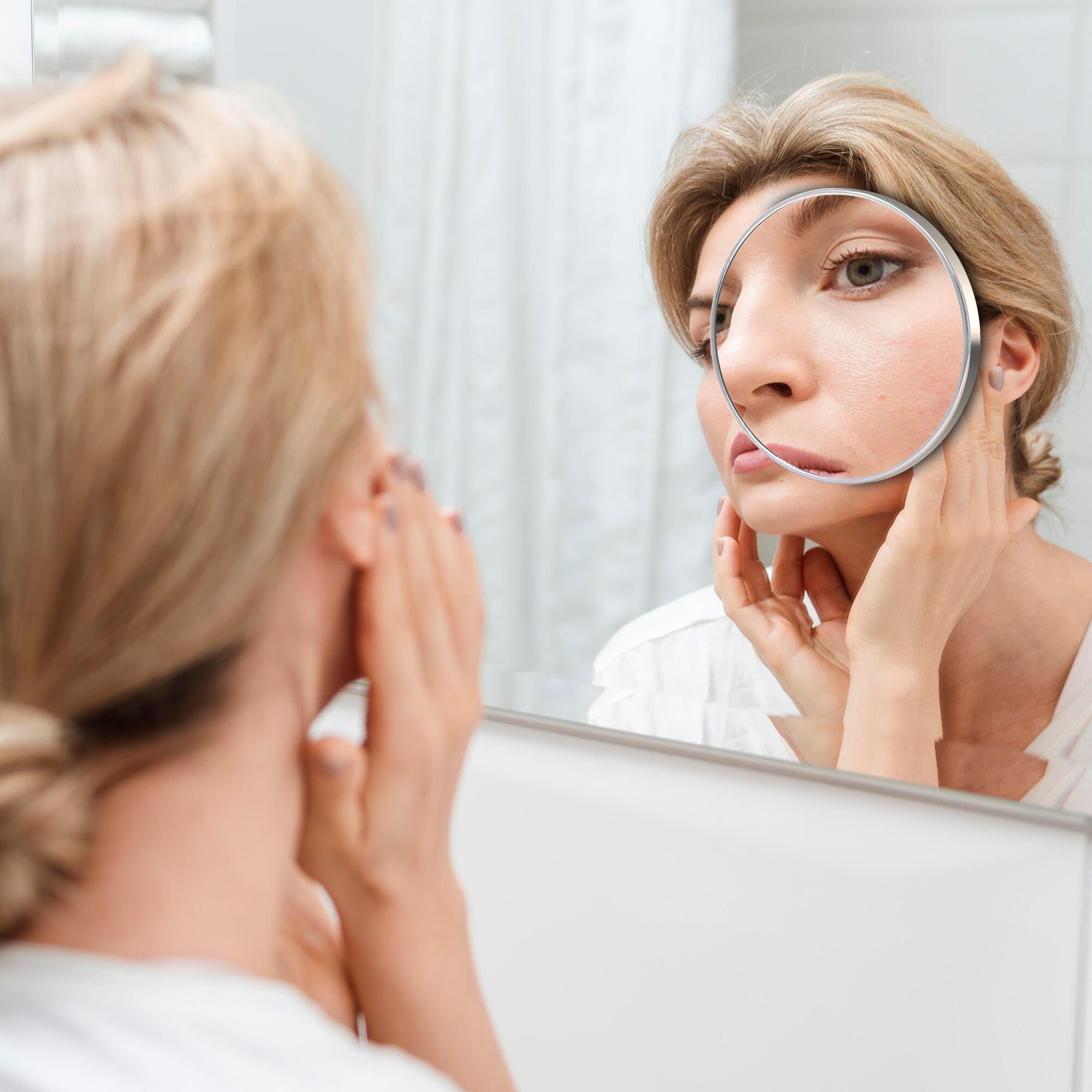 Espejo cosmético de aumento x 7 gris / plata