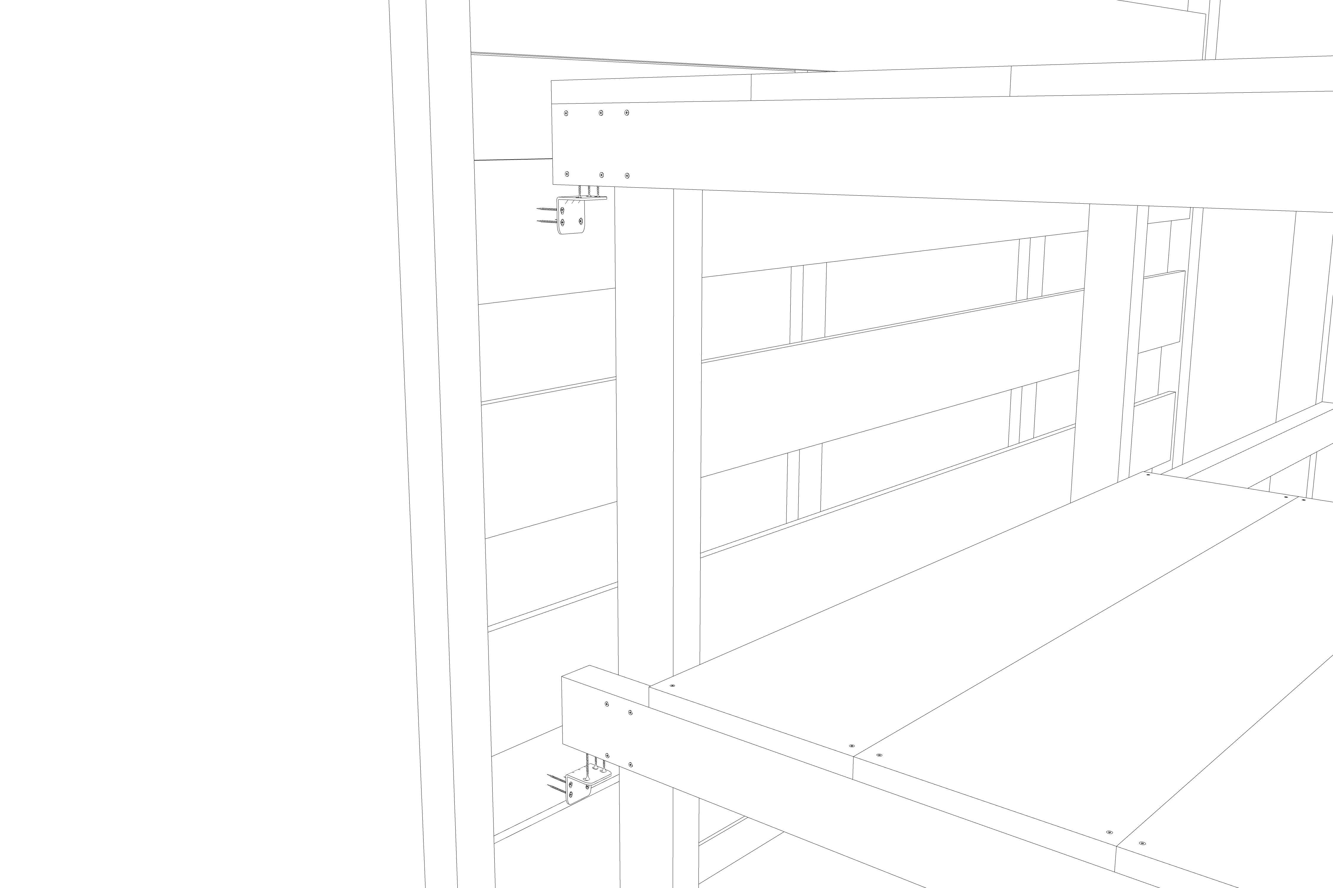 schéma de fixation de claustra sur une structure en bois