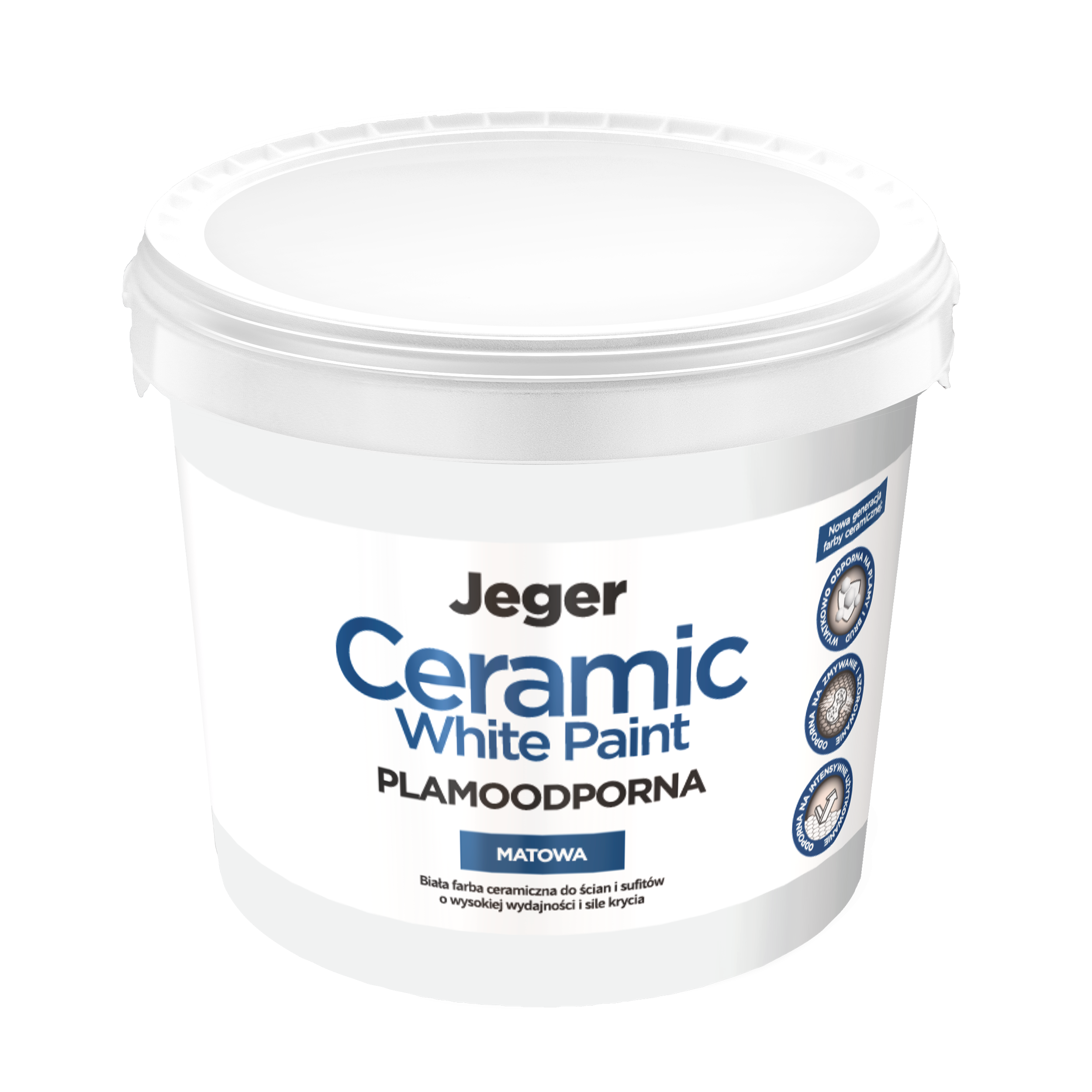 Farba wewnętrzna ceramic plamoodporna 10 l Biały Jeger
