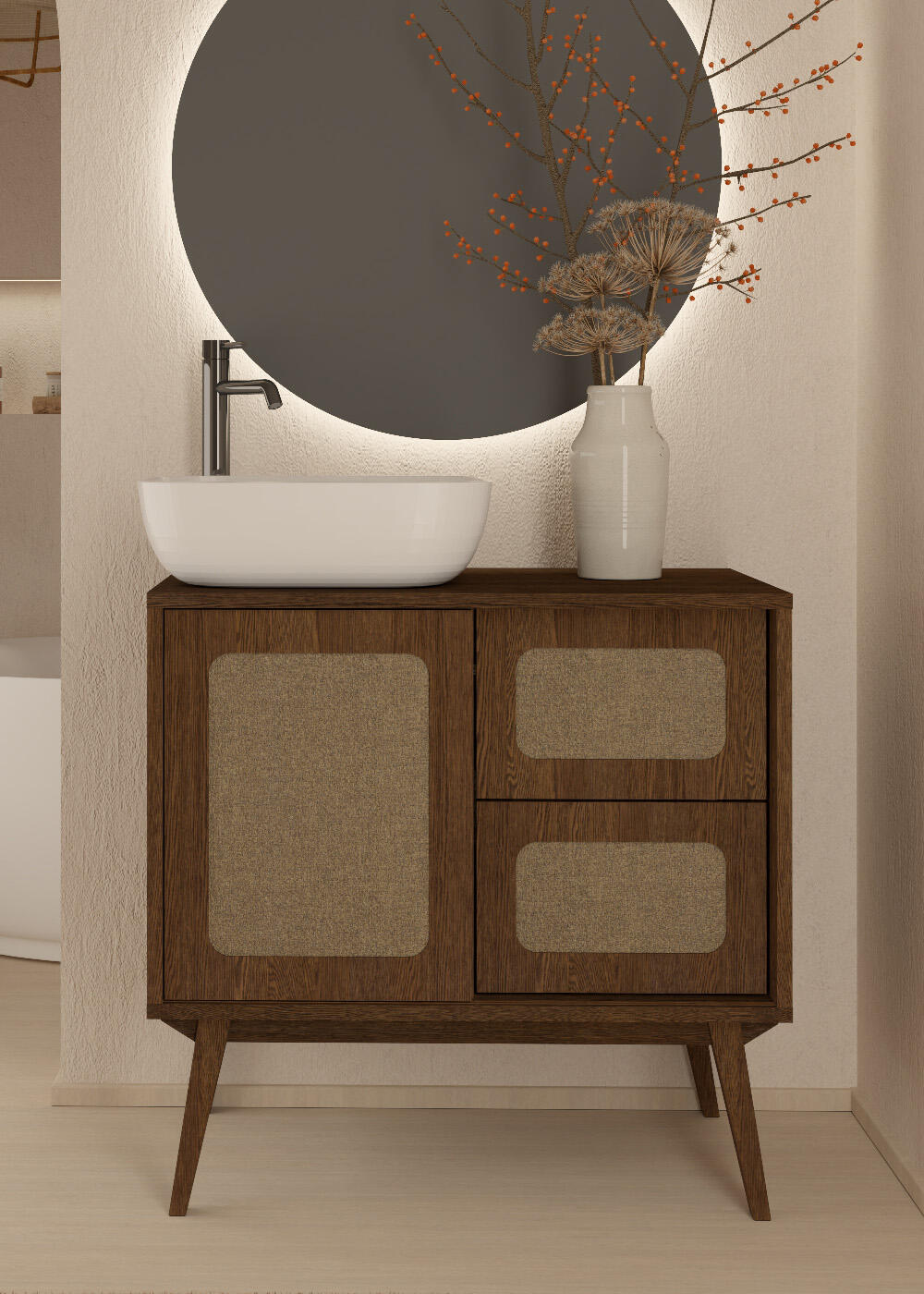 Mueble de baño con lavabo indigo roble oscuro 80x46 cm