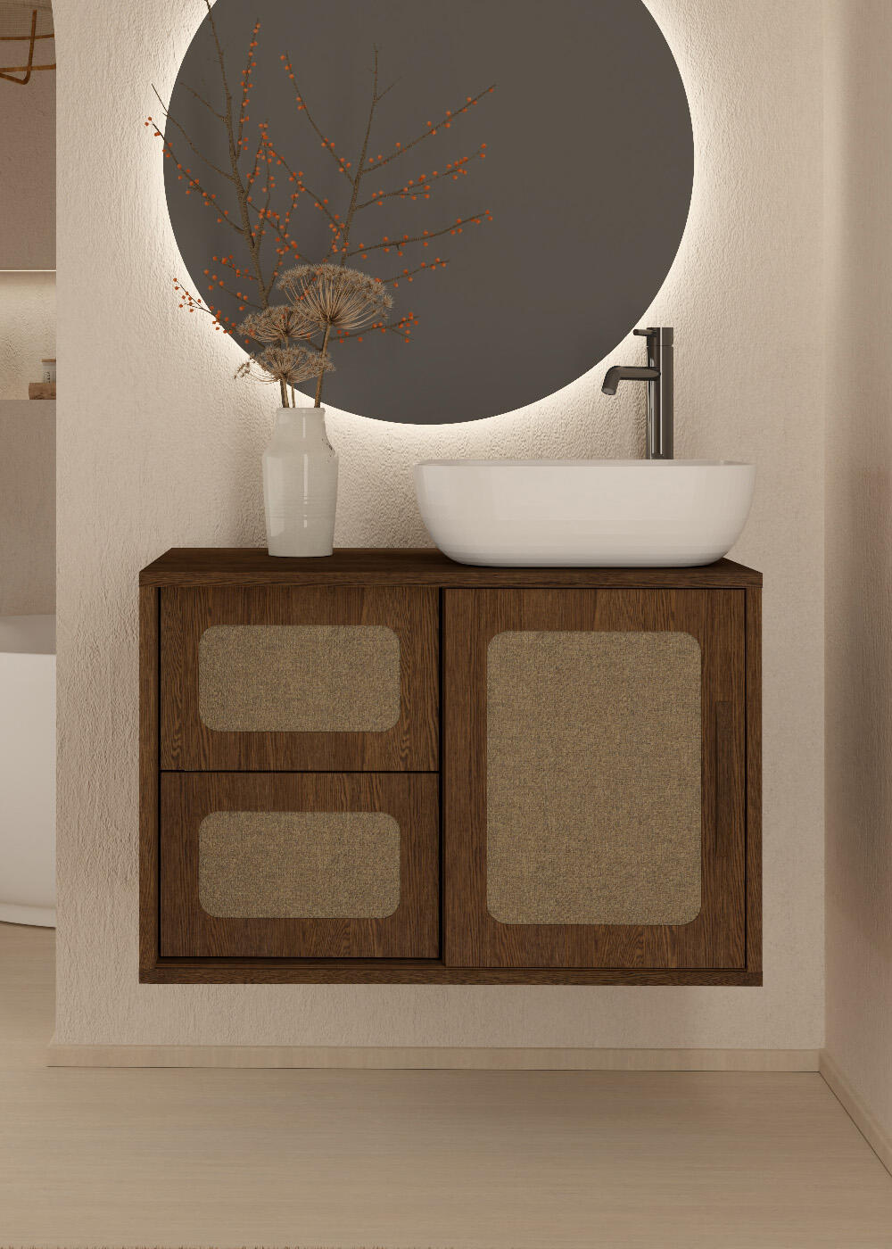 Mueble de baño con lavabo indigo roble oscuro 80x46 cm