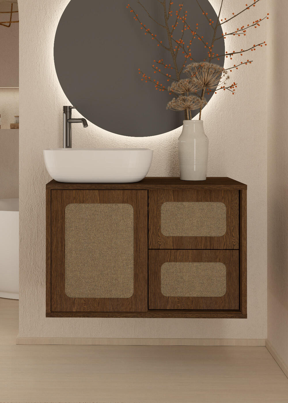 Mueble de baño con lavabo indigo roble oscuro 80x46 cm