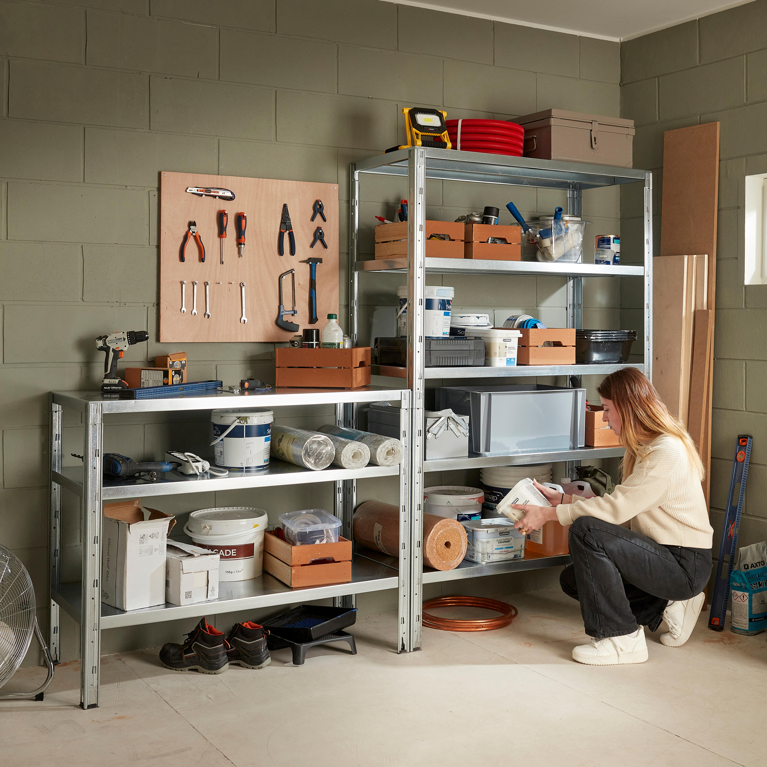 Scaffale in kit 5 ripiani L 120 x P 50 x H 188 cm grigio, portata per ripiano 200 kg - 4