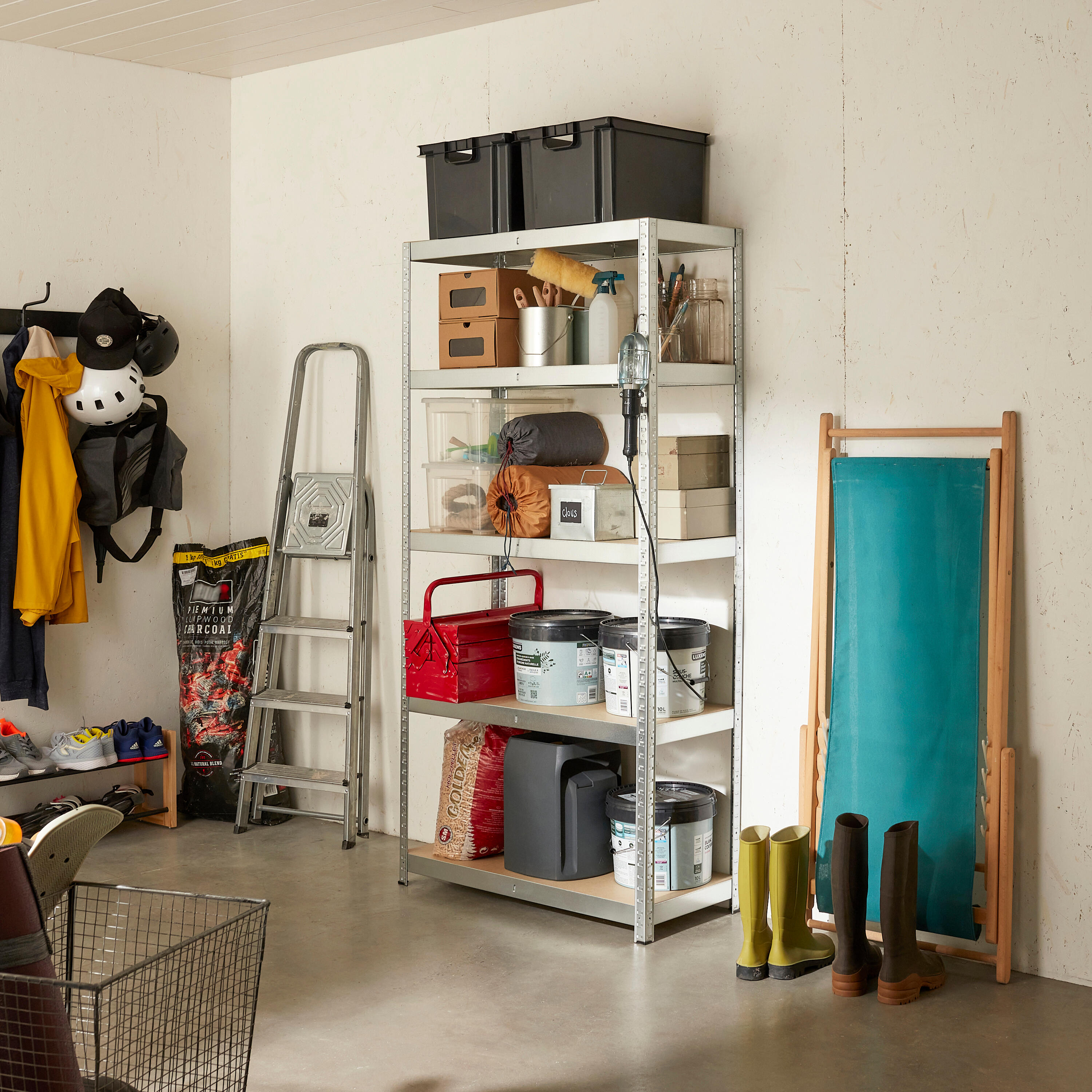 Etagère acier galvanisé SPACEO, 5 tablettes l.90xH.180xP.40 - 5