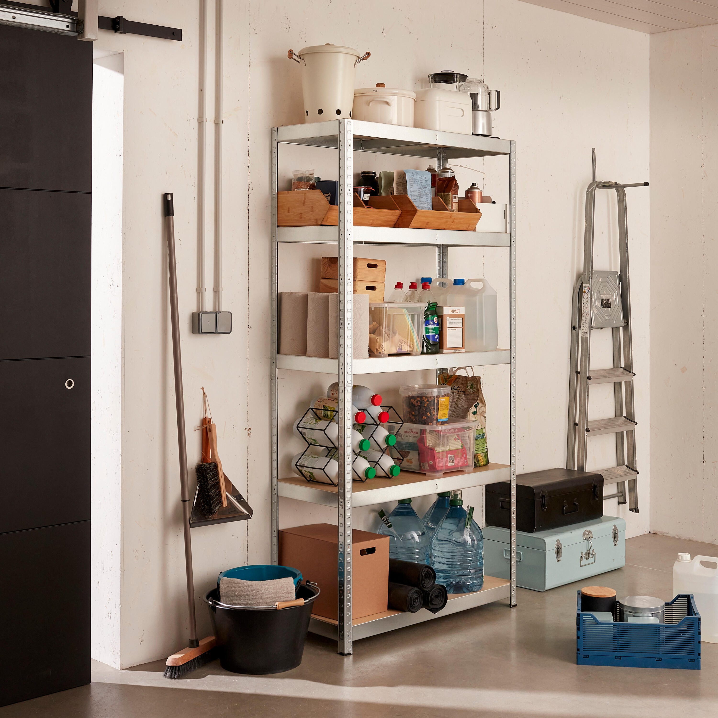 Etagère acier galvanisé SPACEO, 5 tablettes l.90xH.180xP.40 - 6