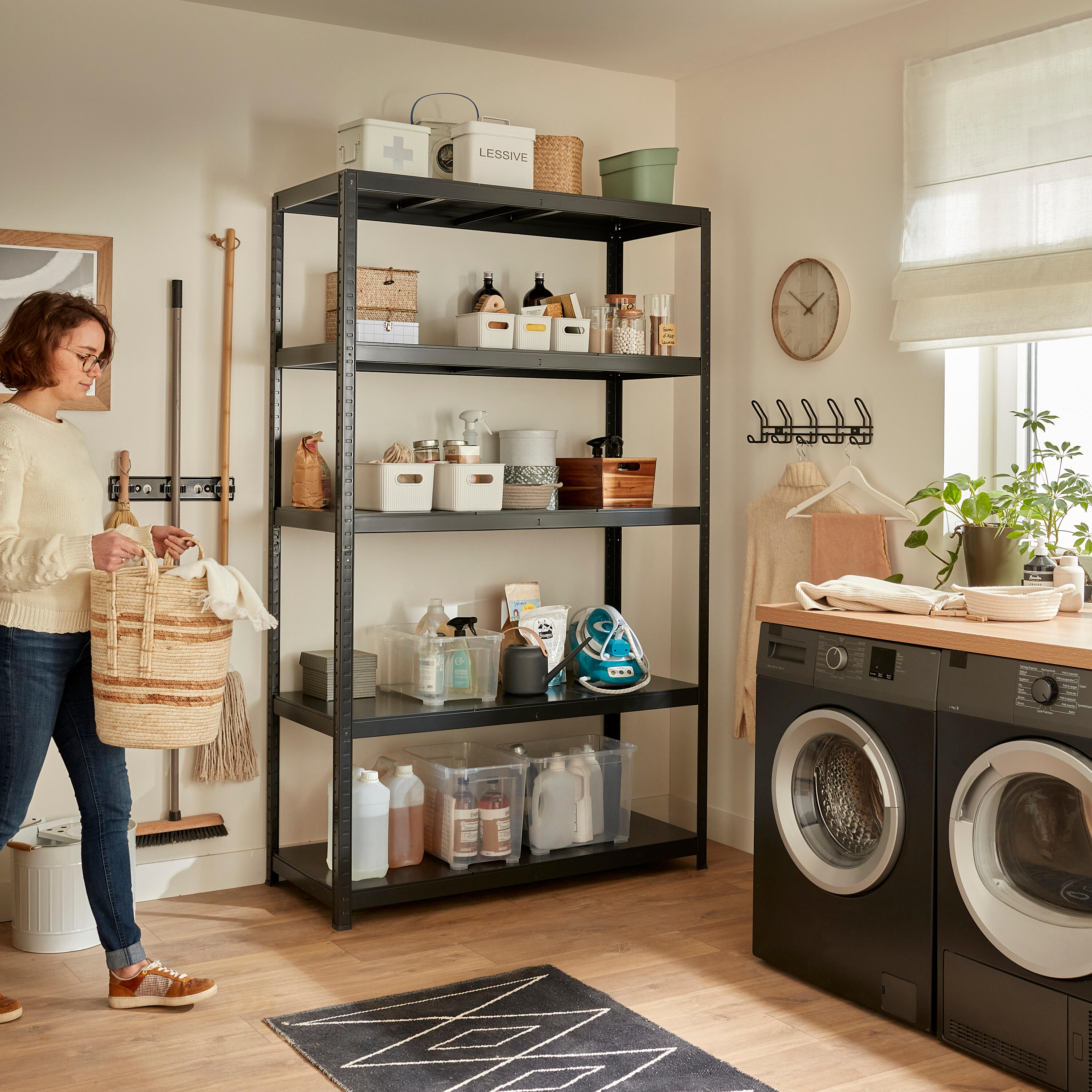 Estante metálica preto 5 prateleiras 196x120x50 cm 200 kg Spaceo - 11