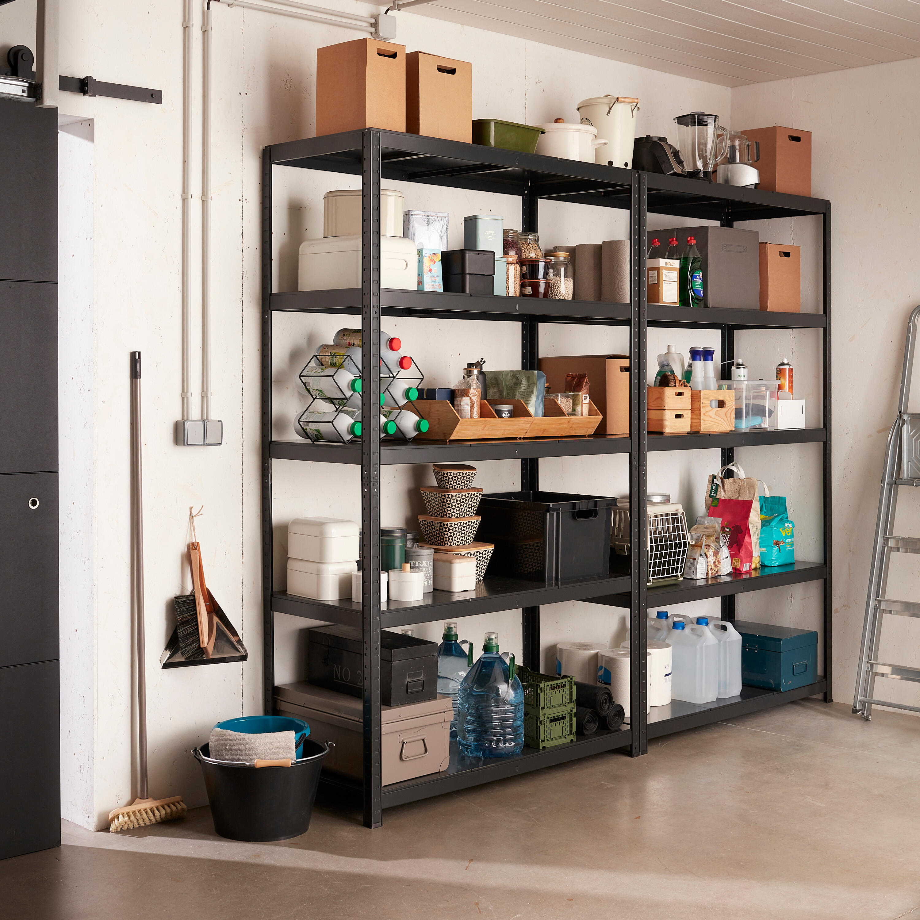 Estante metálica preto 5 prateleiras 196x120x50 cm 200 kg Spaceo - 2