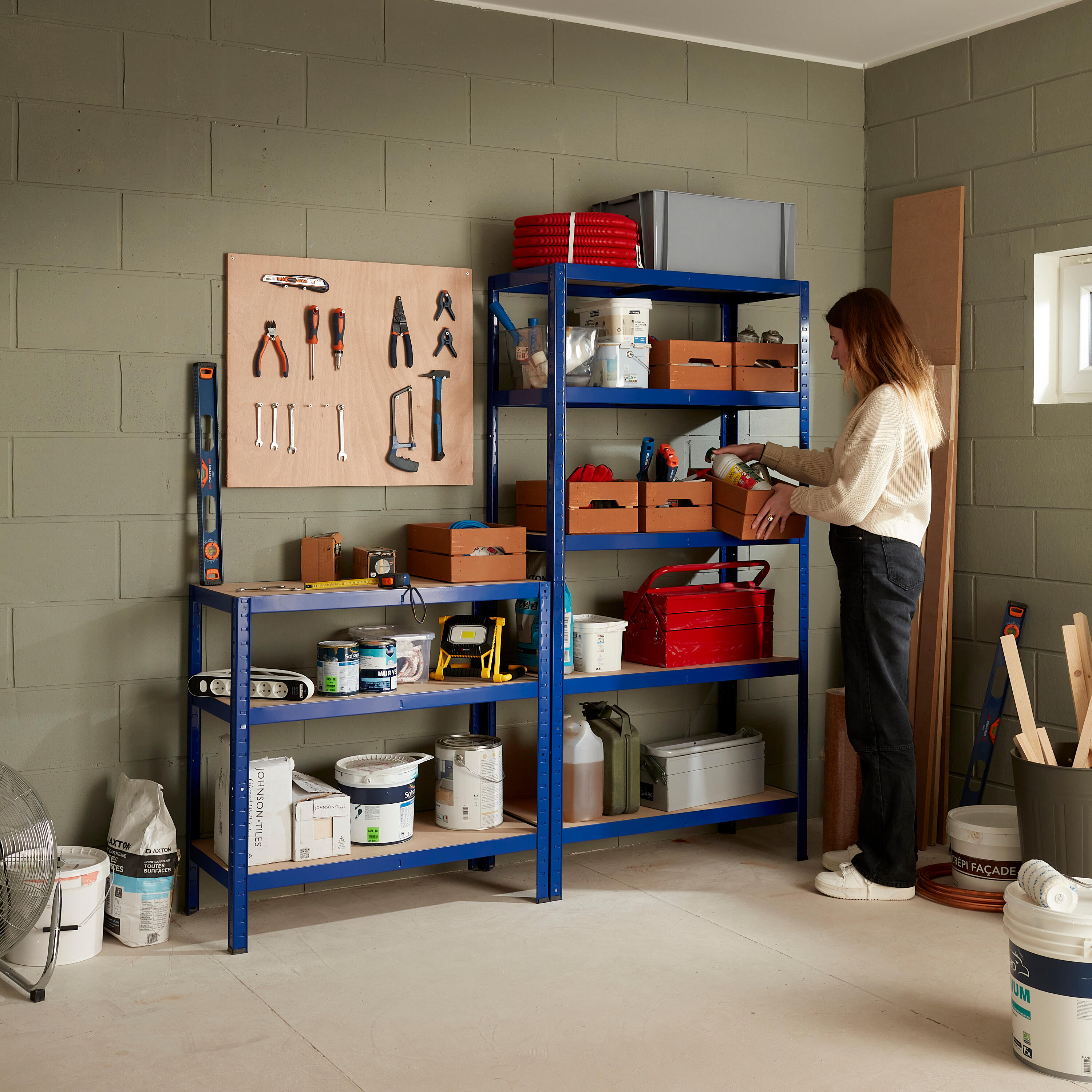 Estante metálica azul 5 prateleiras MDF 90x40x176 cm 175 kg Spaceo - 4